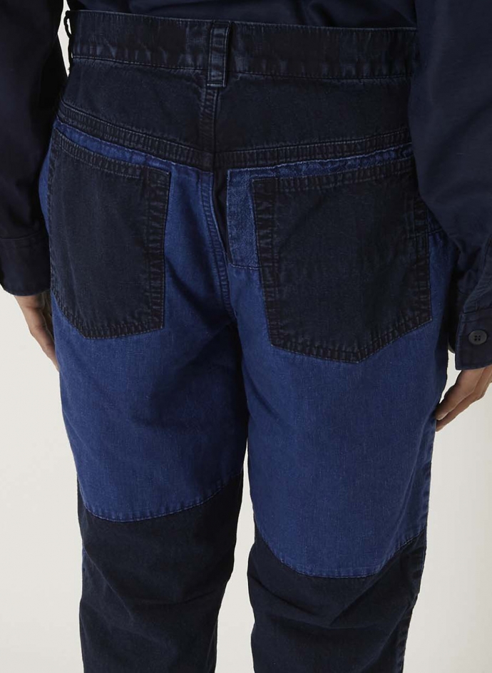 Indigo Cloth Patchwork Pants Vintage Style Blue Blue Japan