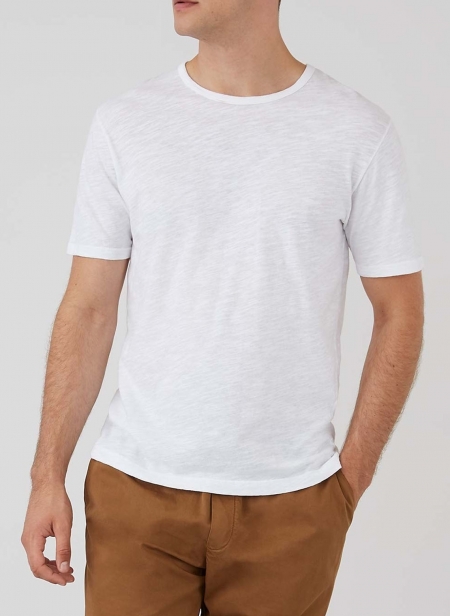 Crew Neck Cotton Linen T-Shirt Sunspel