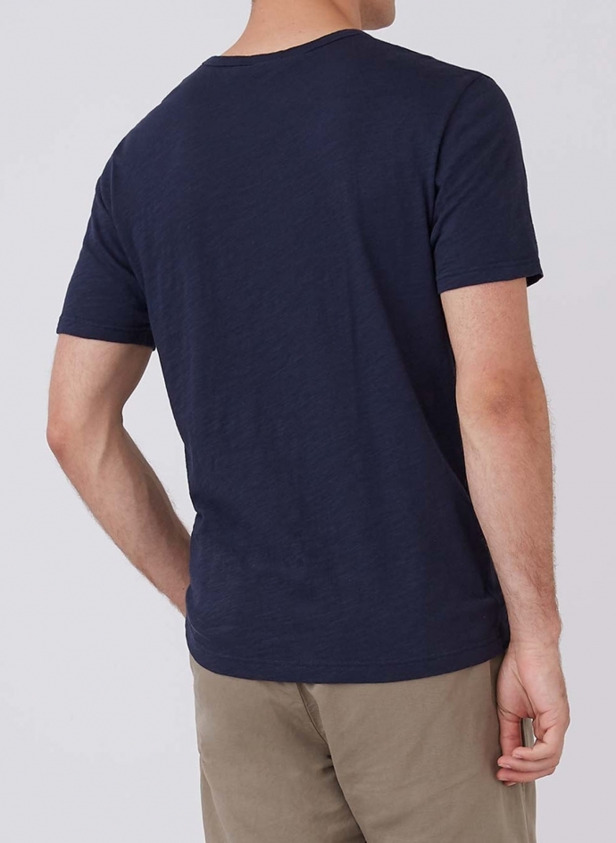 Crew Neck Cotton Linen T-Shirt Sunspel