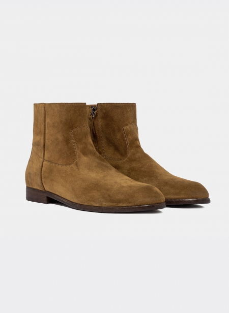 Buttero Floyd Suede Leather Zip Boots Curry