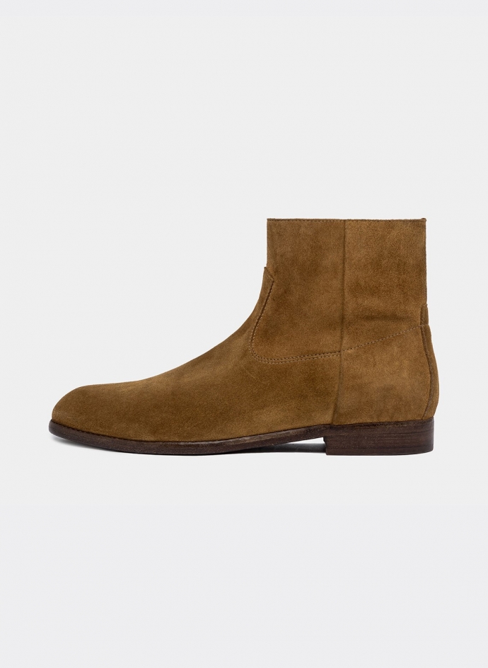 Buttero Floyd Suede Leather Zip Boots Curry