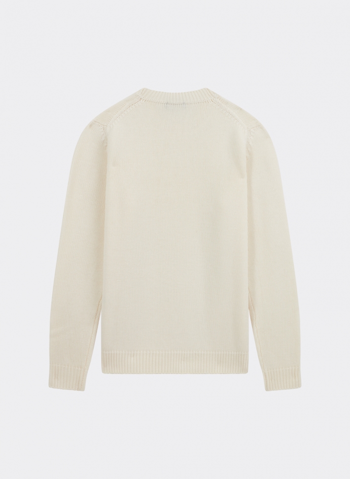 Pull Col Rond Cotes Anglaises Laine Merinos
