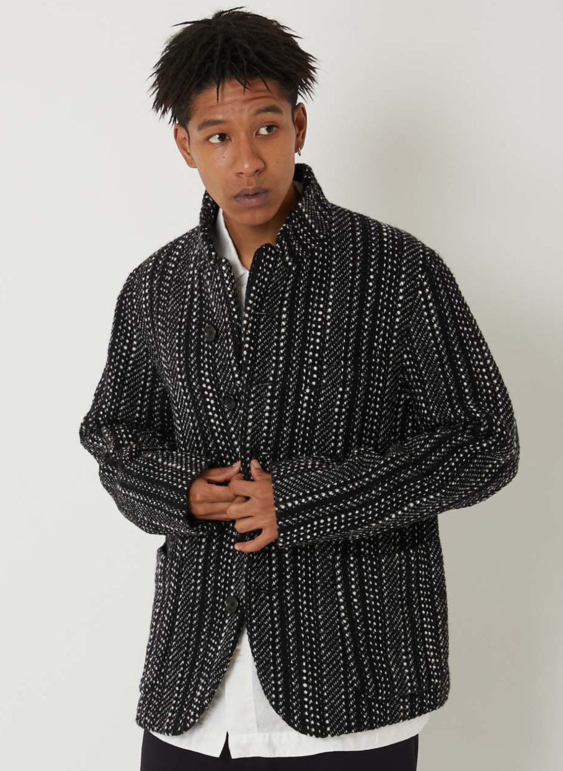 TWEED JACKET WOVEN SLUB BLACK