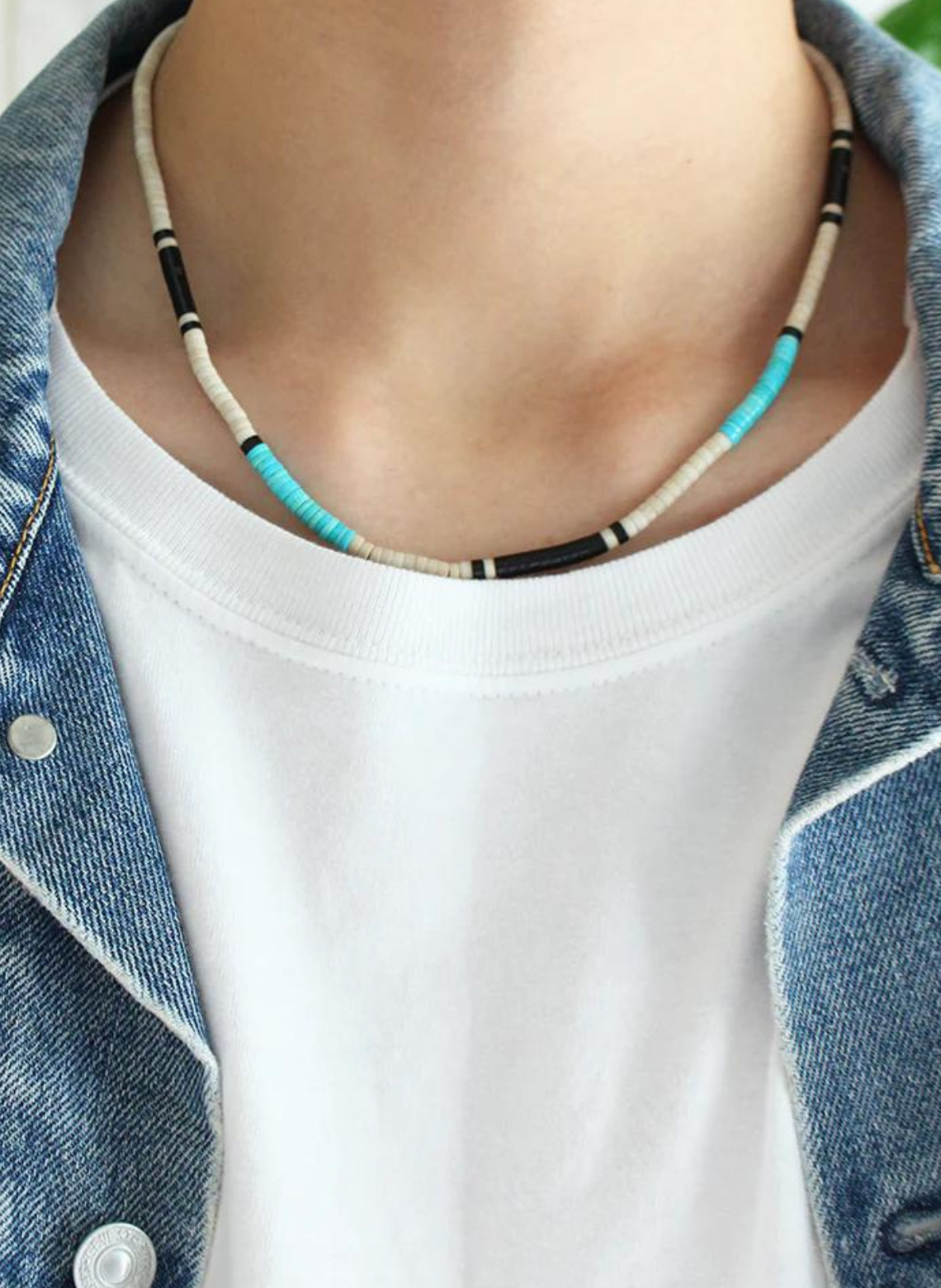 HEISHI NECKLACE - FOSSIL JASPER &amp; TURQUOISE