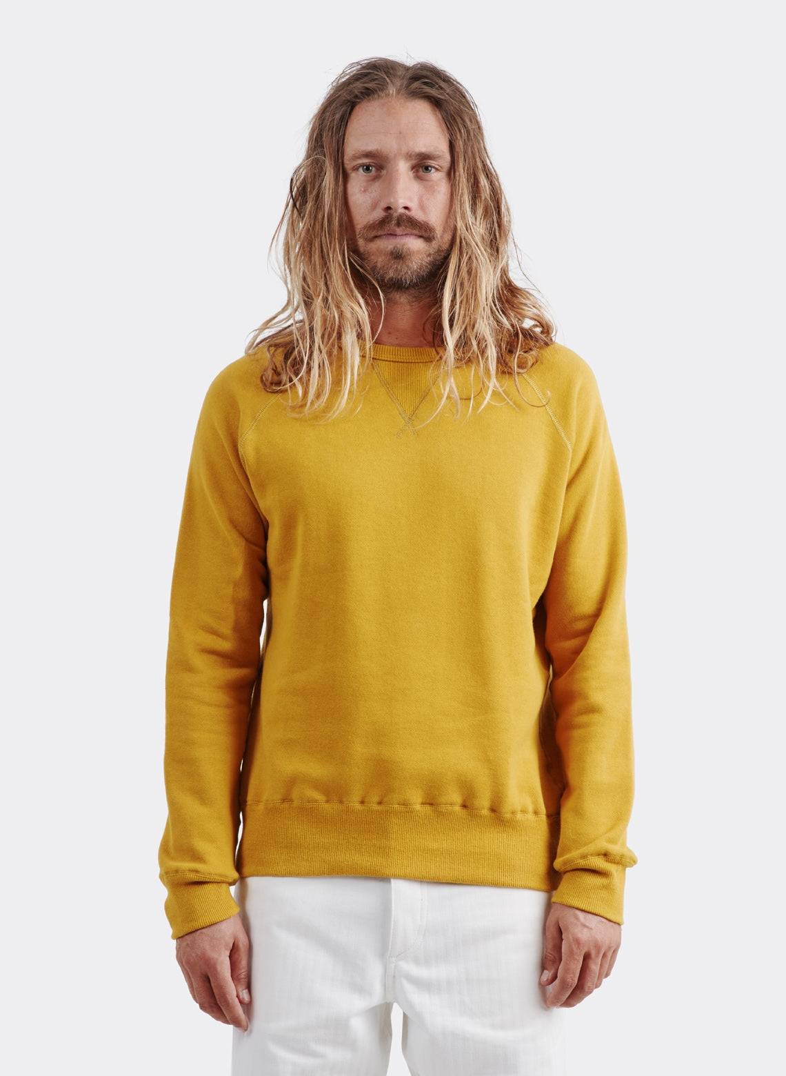 Japanese French Terry Round Neck Sweatshirt Mustard