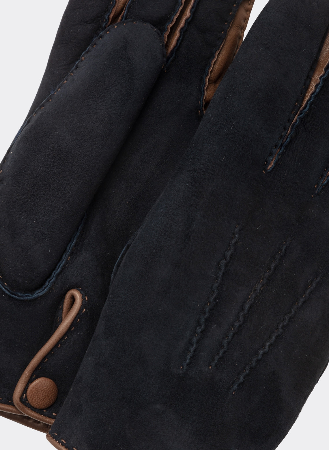 Gants Cuir d'Agneau Double Face Navy / Taupe