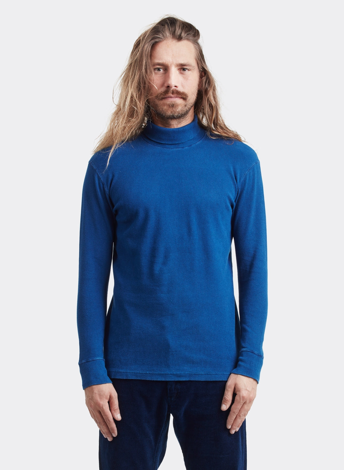 T-Shirt Teint à la Main Manches Longues Blue Indigo