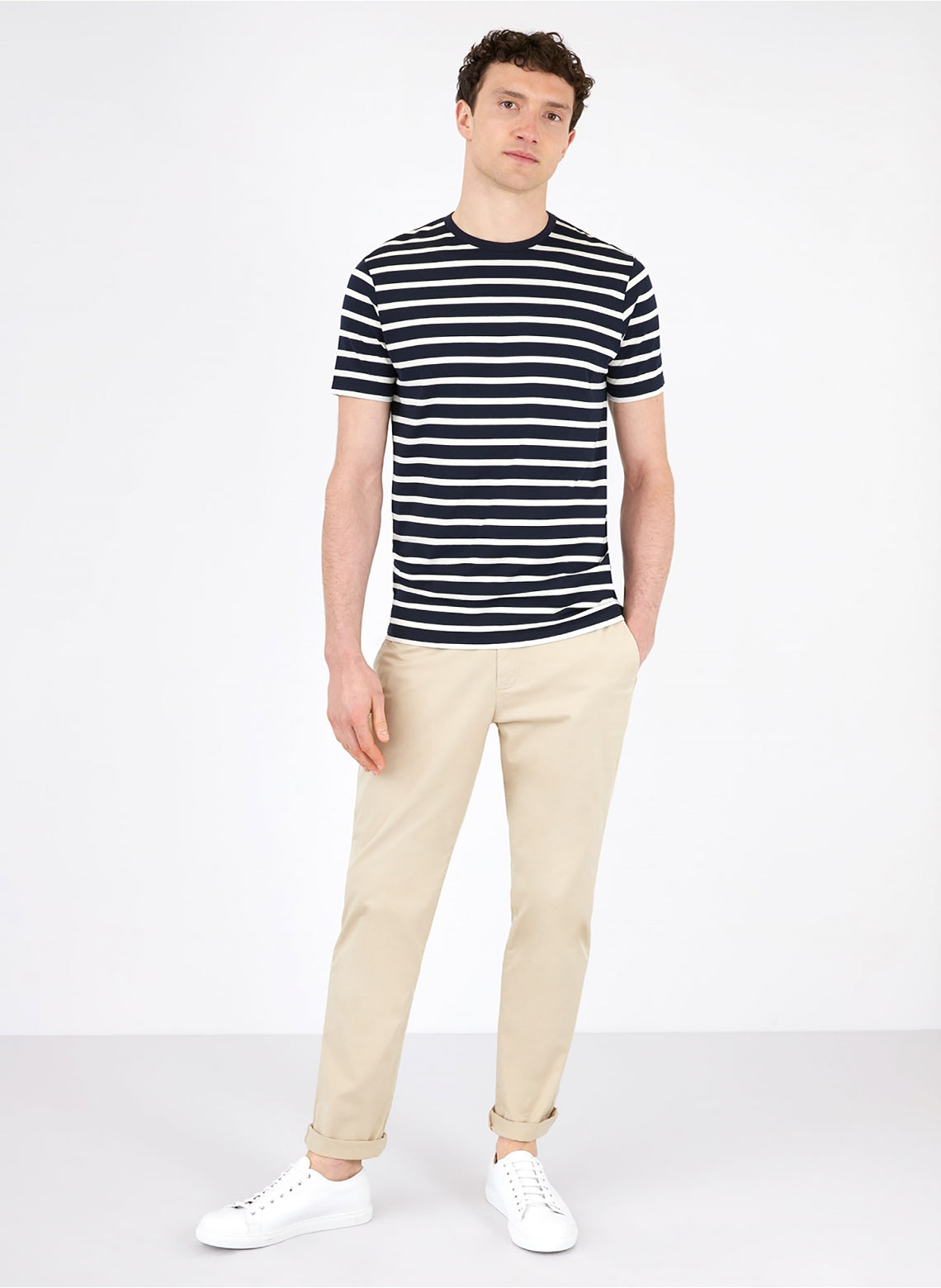 Crew Neck Striped T-shirt Breton Stripe Navy/ Ecru