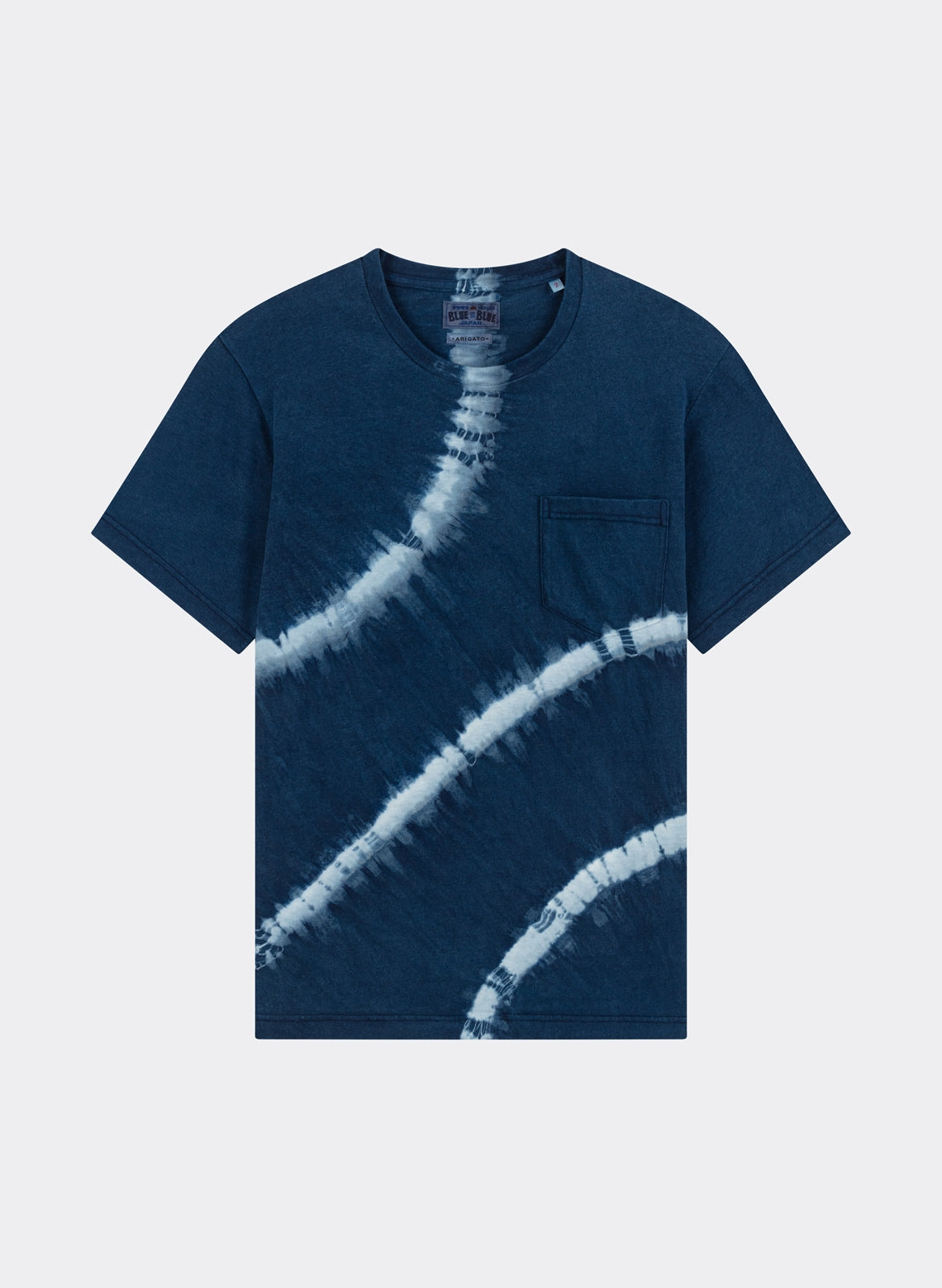 Indigo Diagonal Stripe Shibori T Shirt