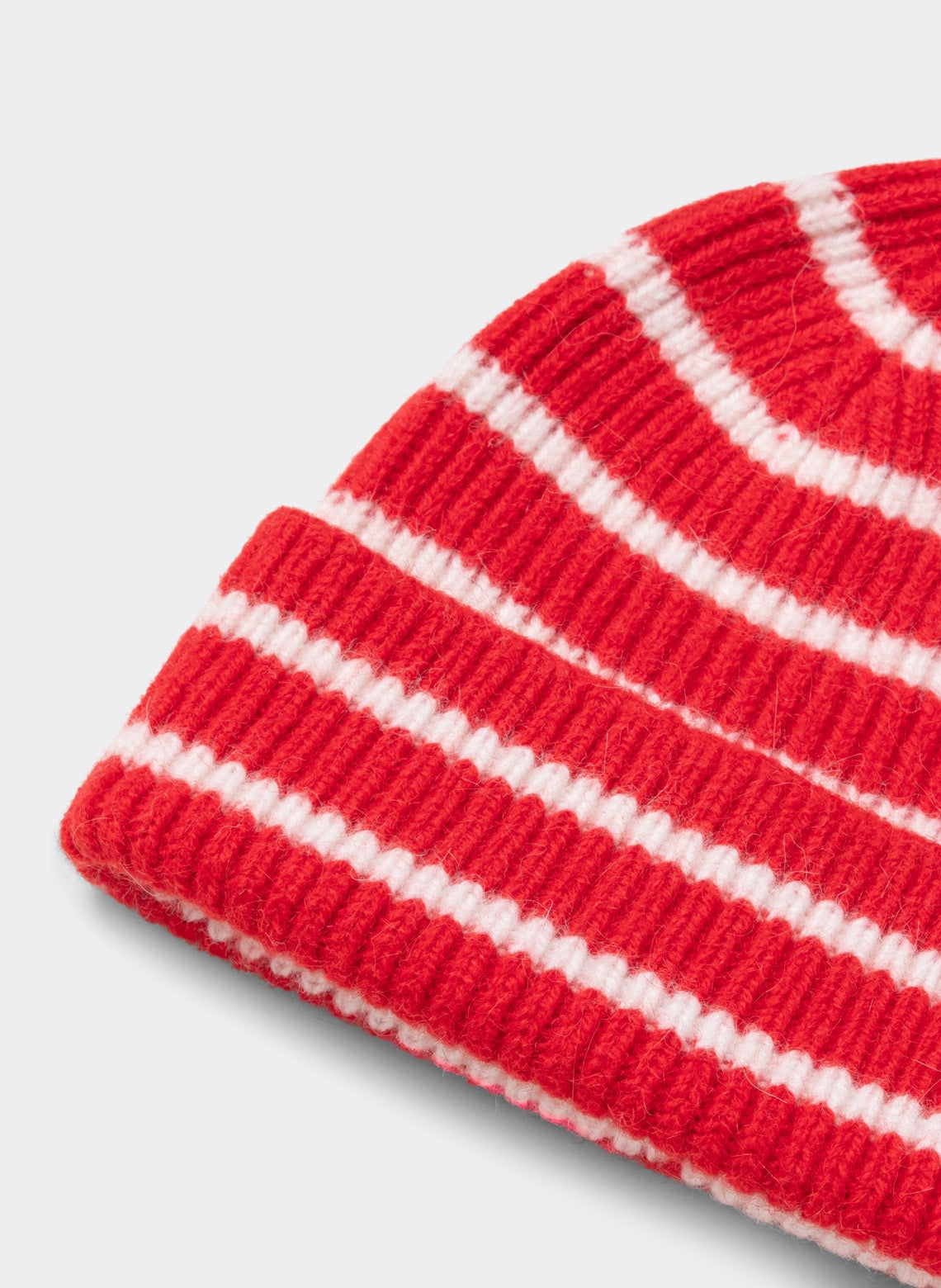 Bonnet Stripe en Lambswool et Caregora™ Crimson