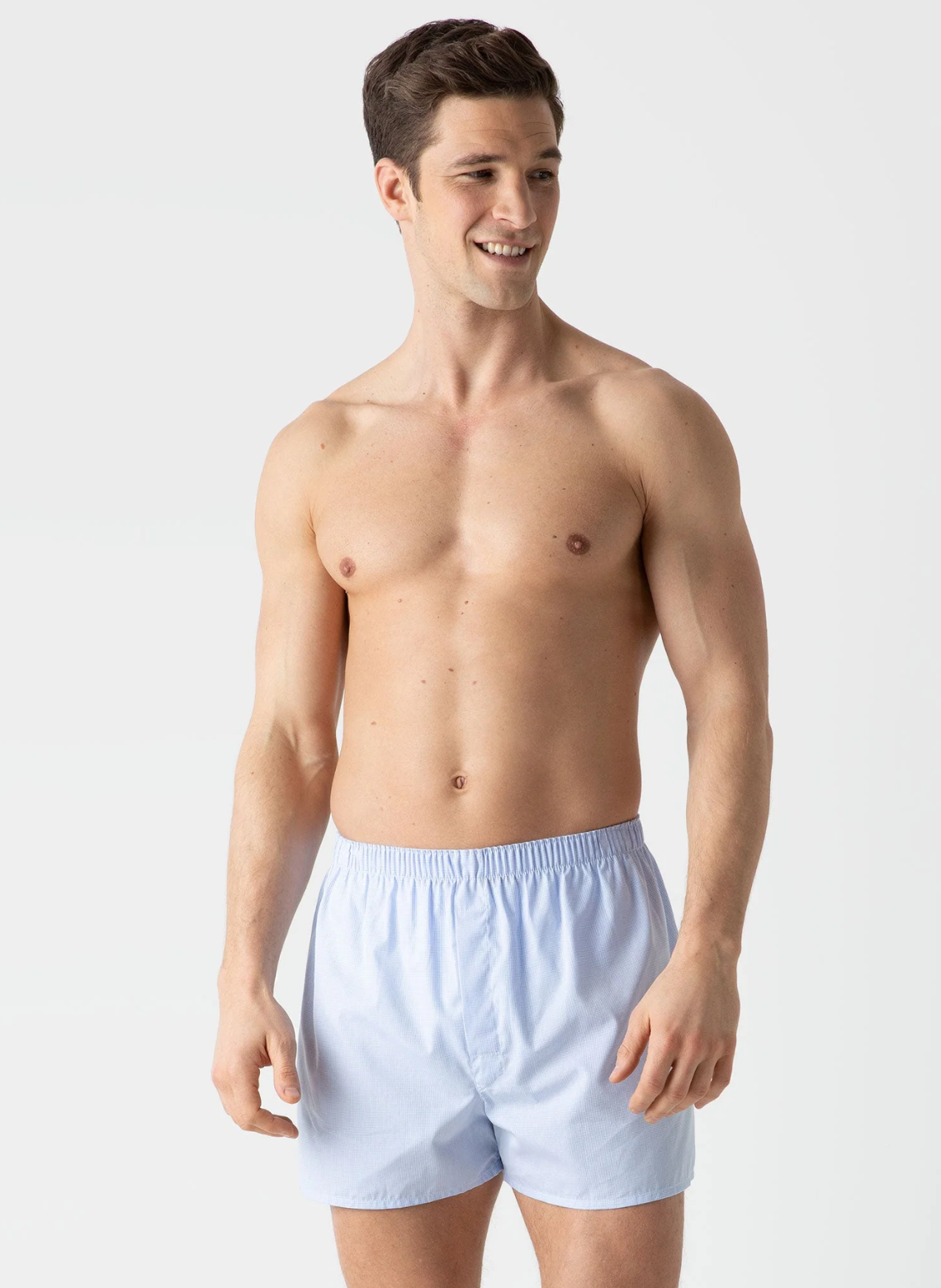 BOXER CLASSIQUE EN POPELINE MICRO VICHY LIGHT BLUE