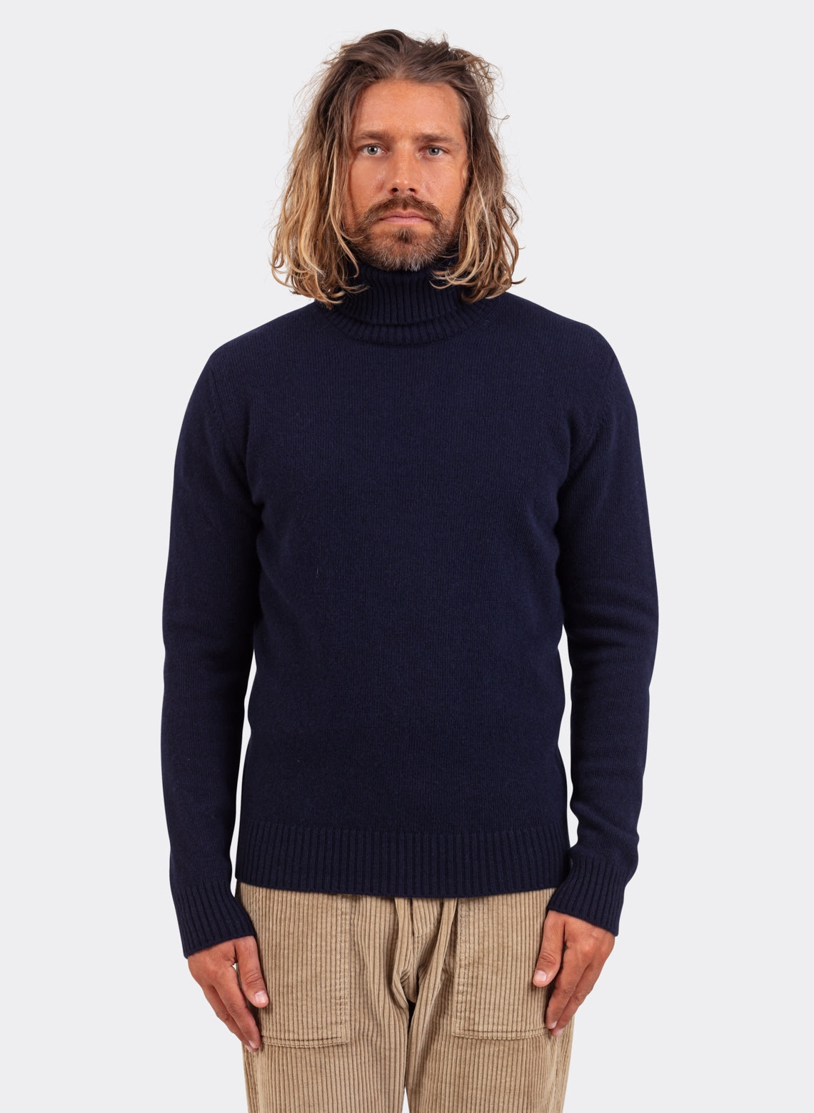 Wool and Cashmere Turtleneck Navy