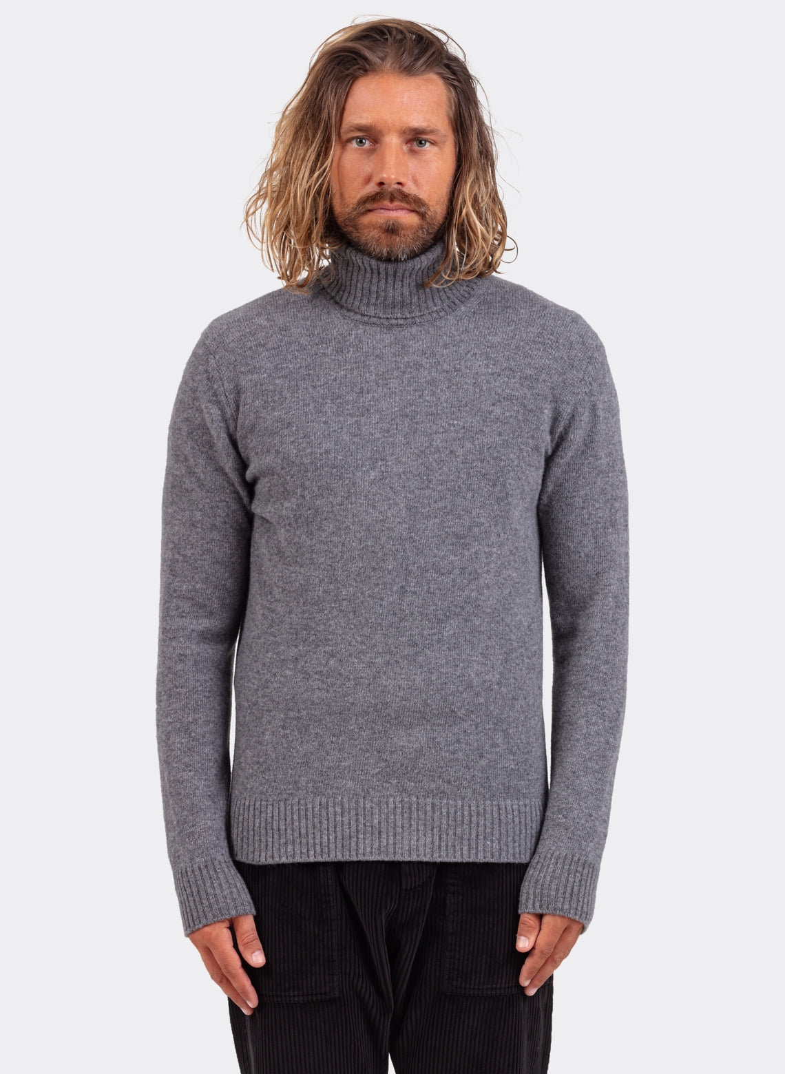 Gray Wool and Cashmere Turtleneck