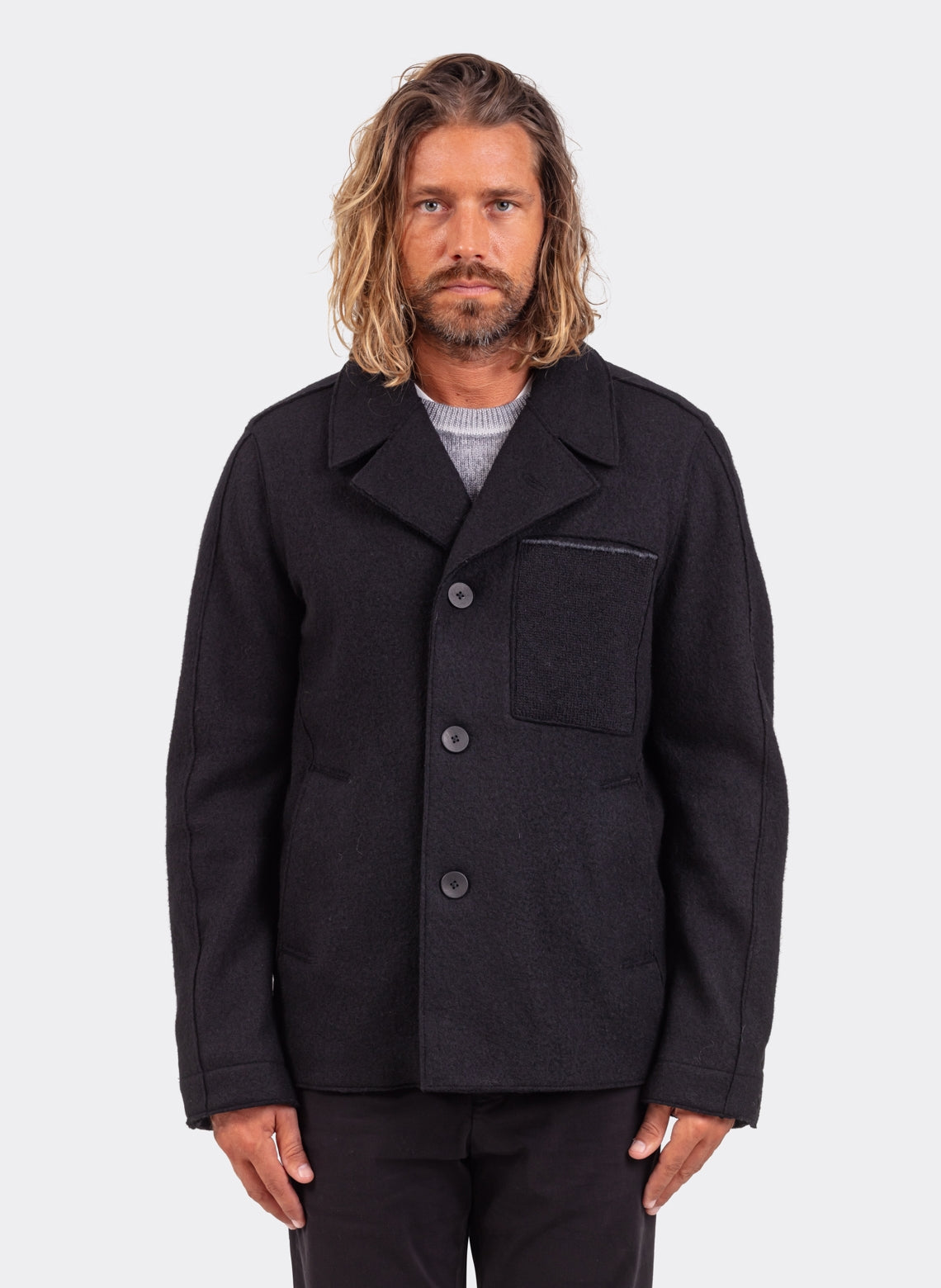 Raw Boiled Wool Peacoat