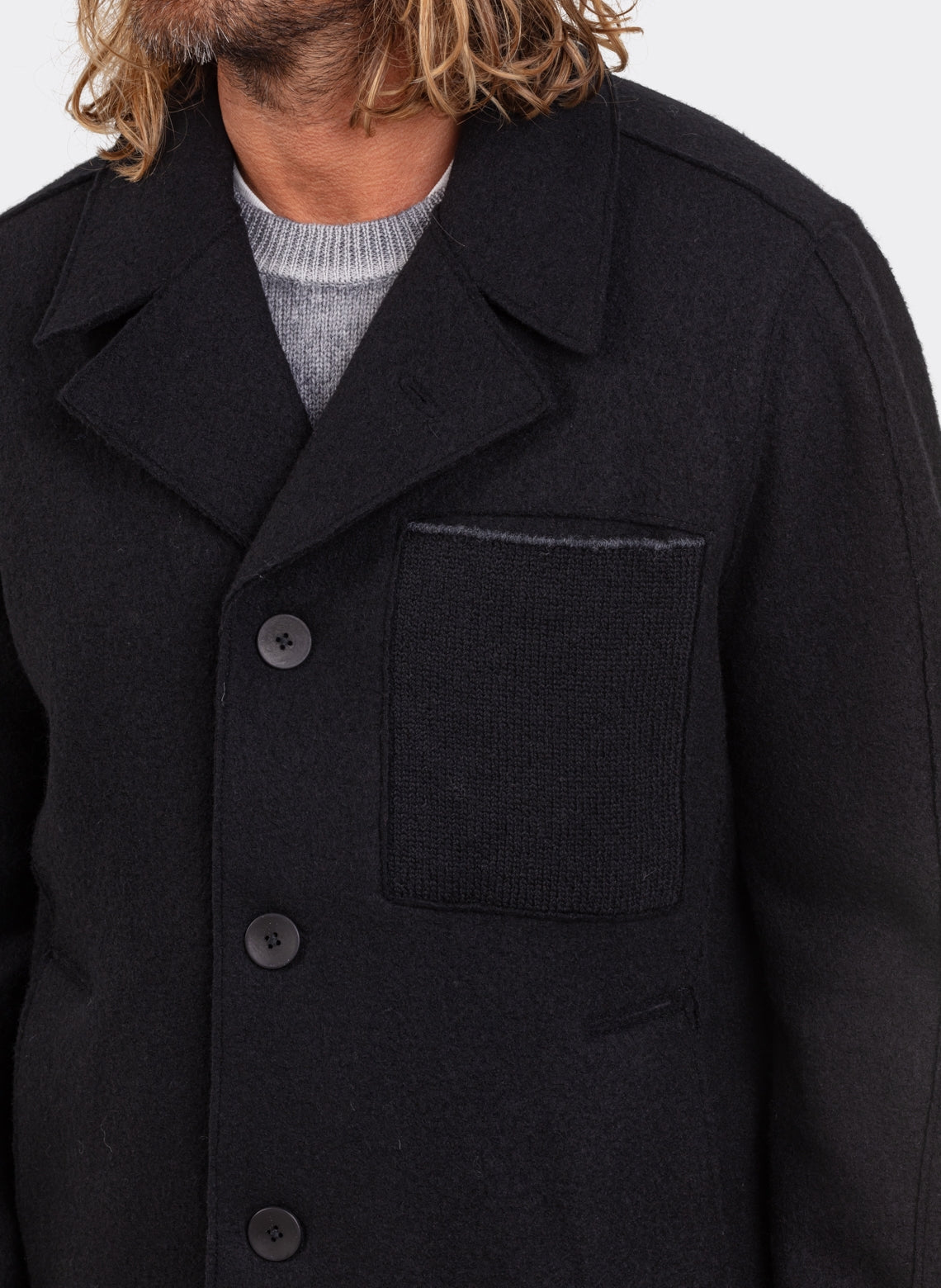 Raw Boiled Wool Peacoat