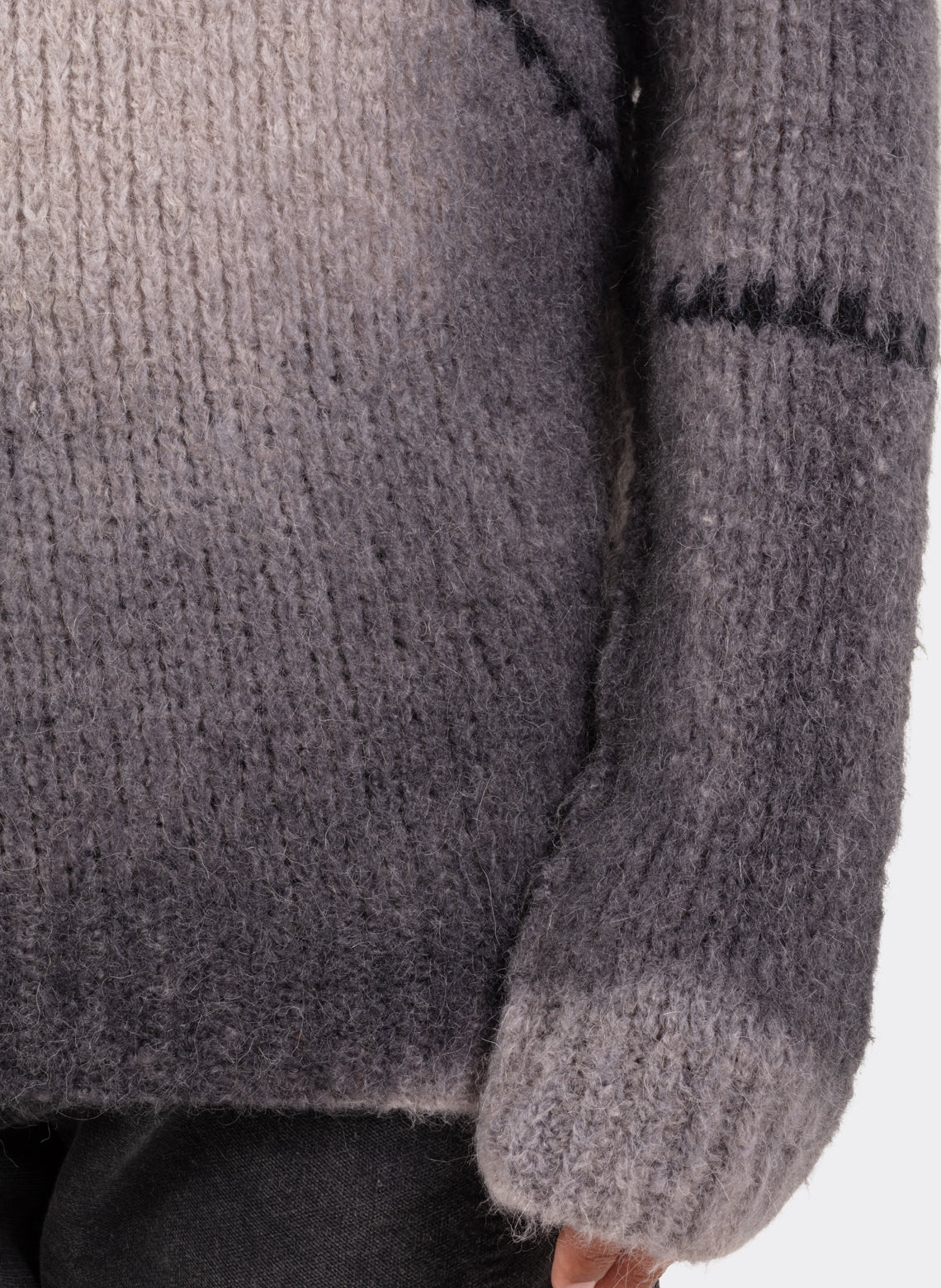 Spray Knit Round Neck Sweater in Wool and Linen