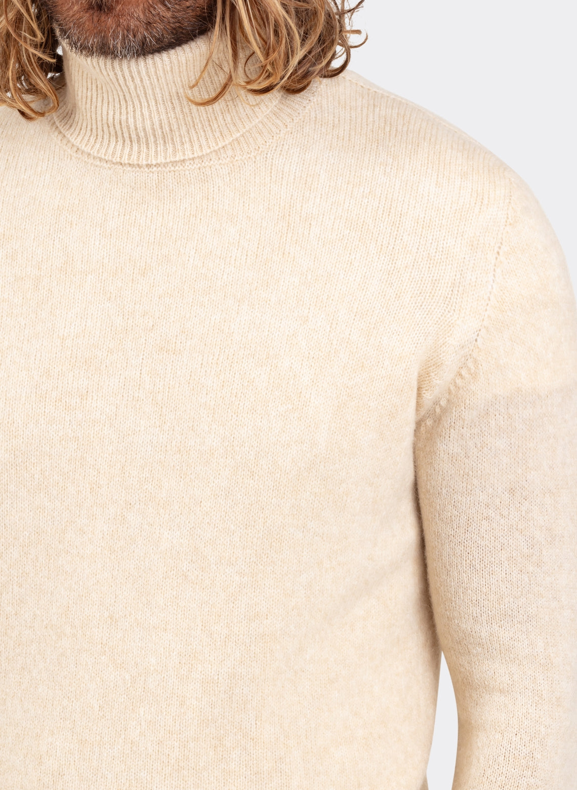 Baby Camel Turtleneck Sweater in Natural