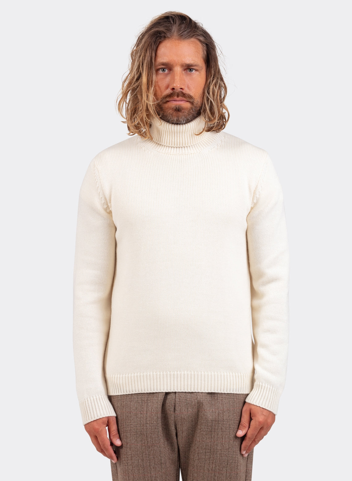 Ecru Merino Wool Turtleneck