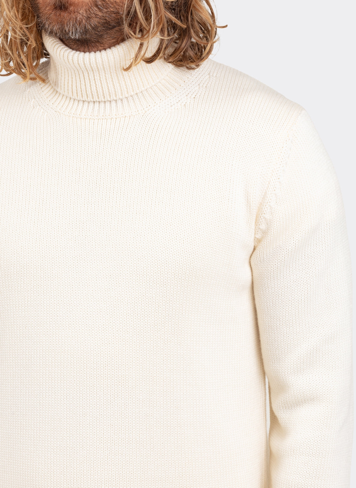 Ecru Merino Wool Turtleneck