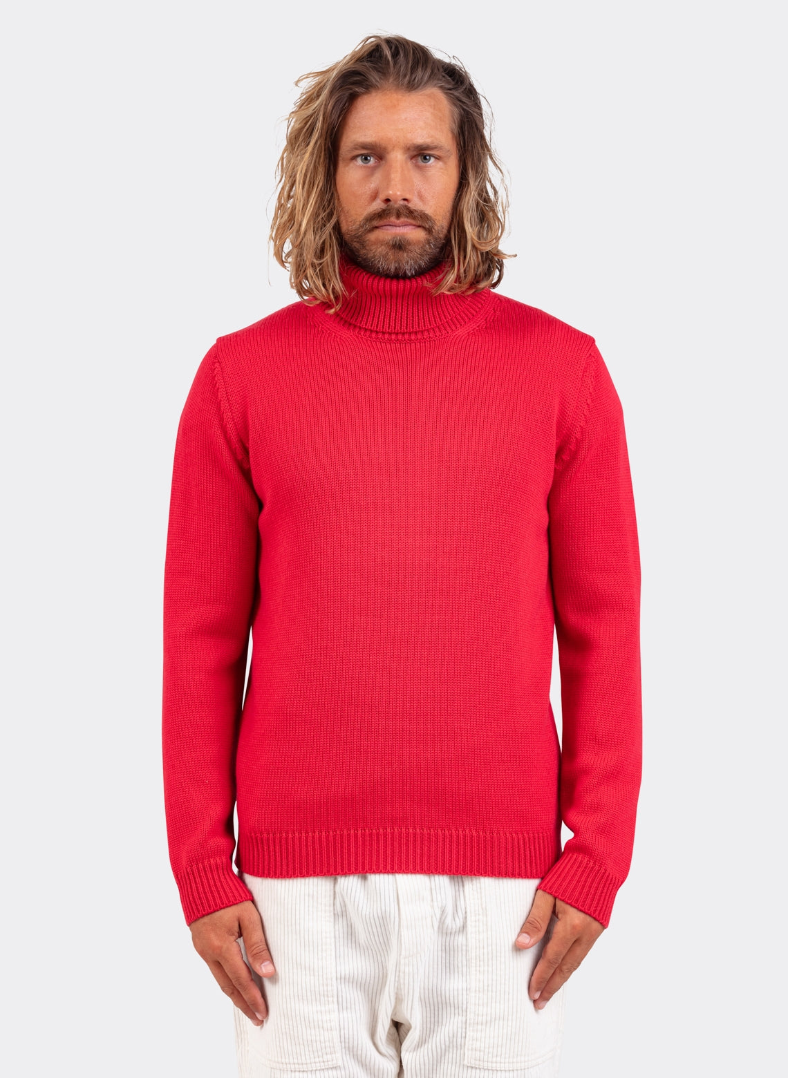 Red Merino Wool Turtleneck