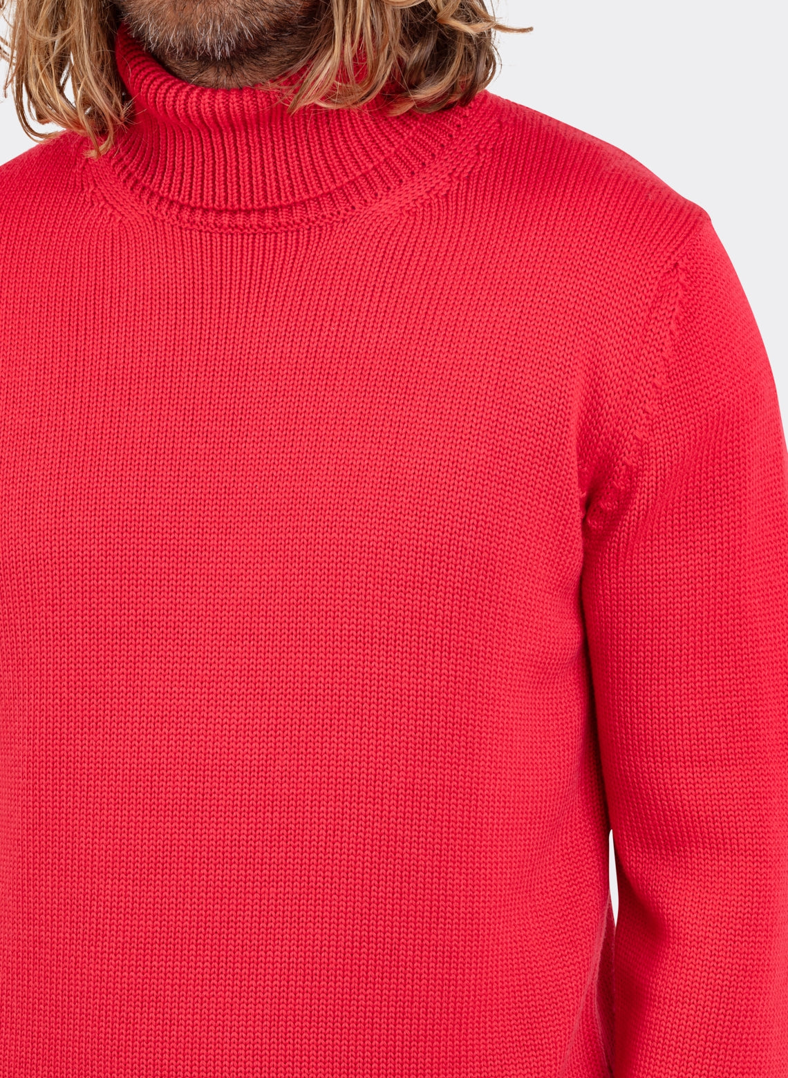 Red Merino Wool Turtleneck