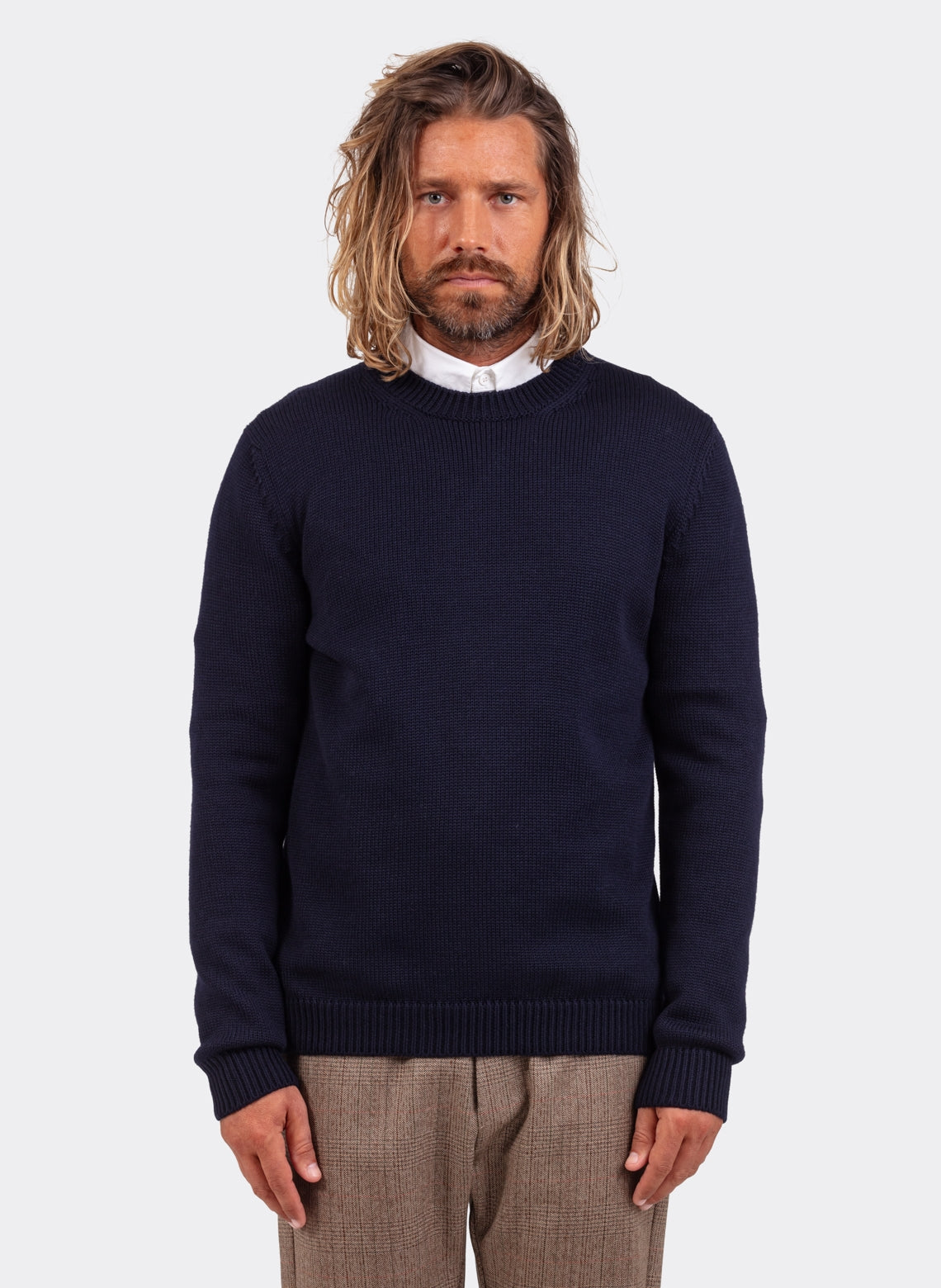 Pull Col Rond Laine Mérinos Navy