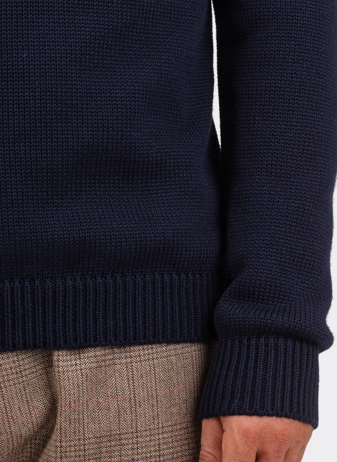 Round Neck Merino Wool Sweater Navy