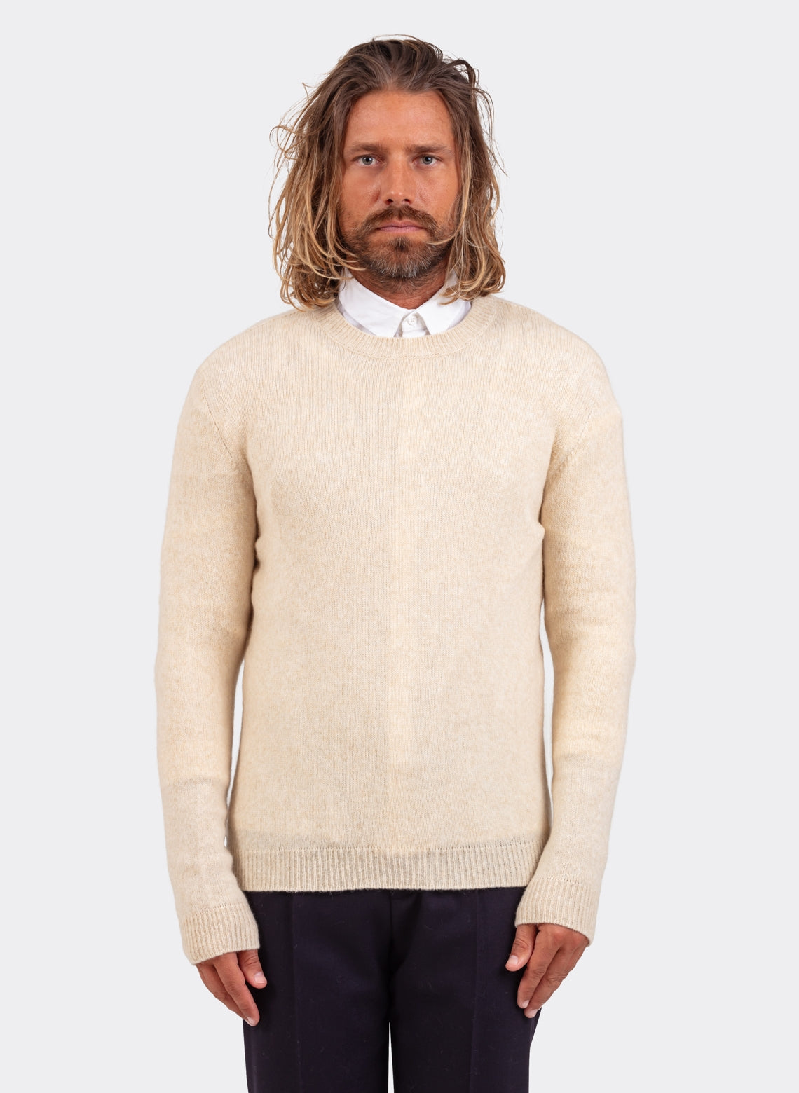 Wool And Baby Camel Sweater in Natural