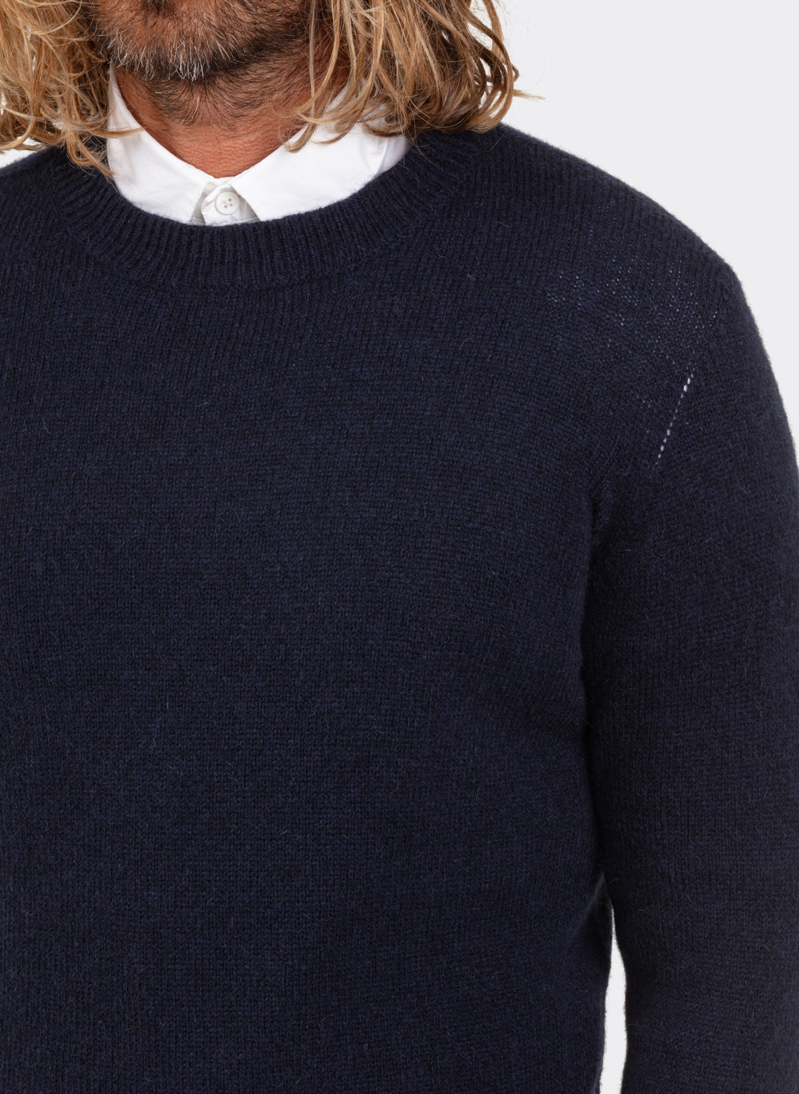 Wool And Baby Camel Sweater in Navy