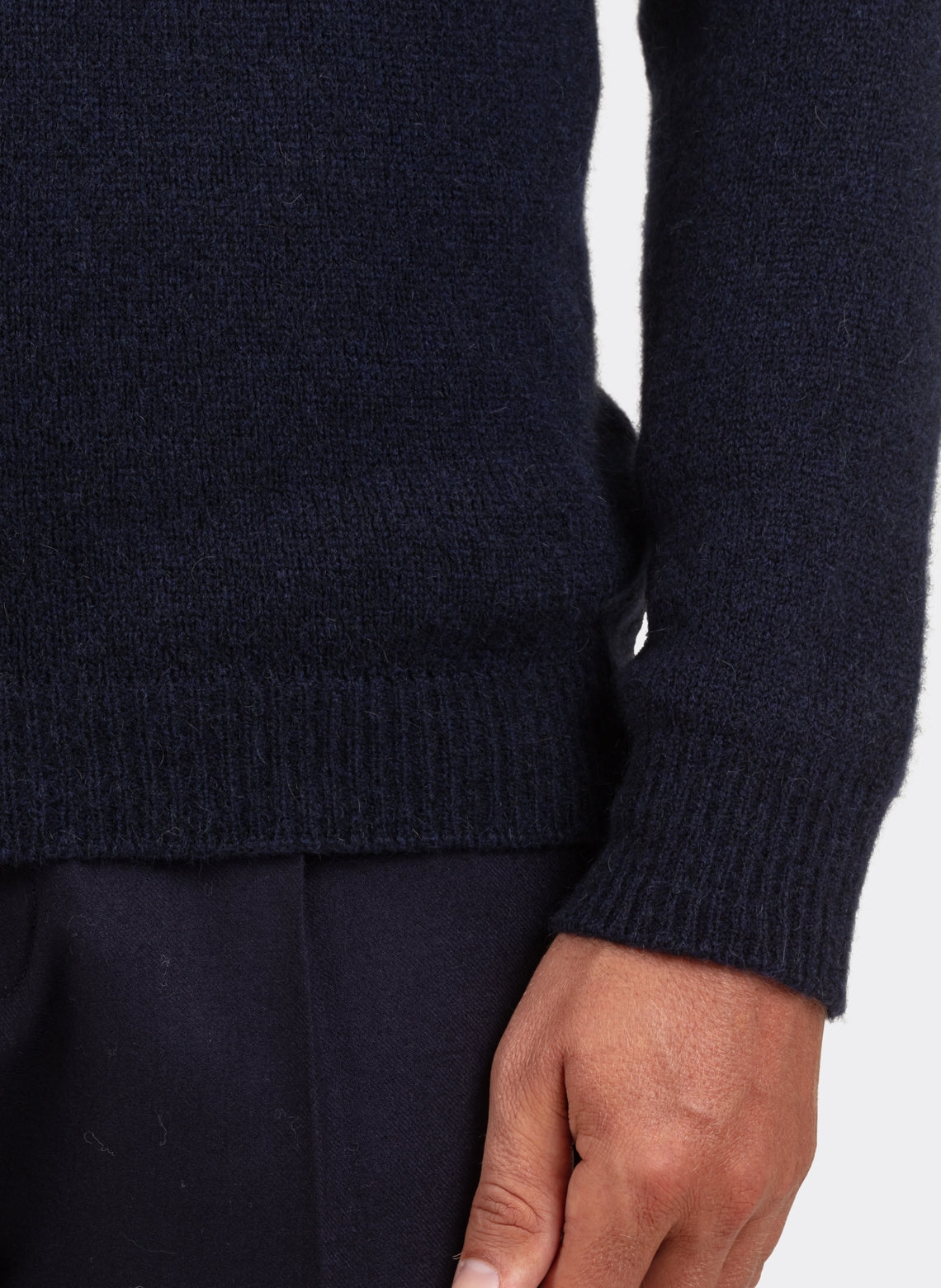 Wool And Baby Camel Sweater in Navy