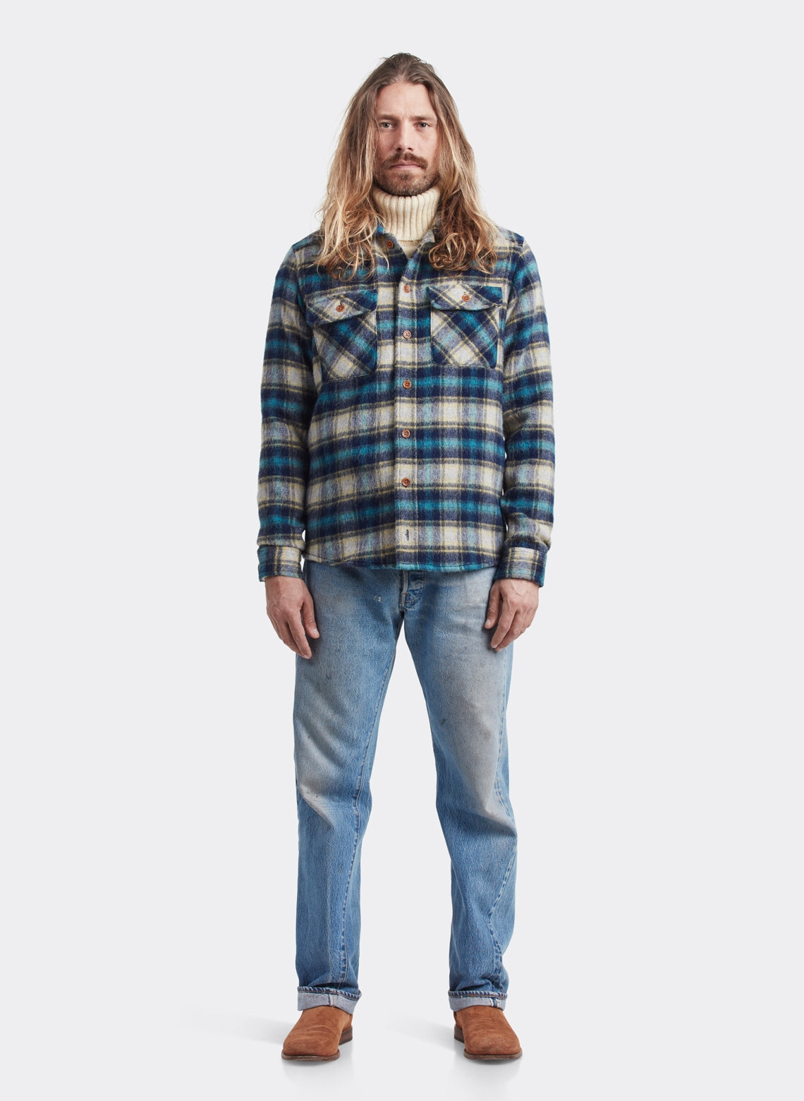 Chemise " Lumber " en Laine Alpaga Bleu