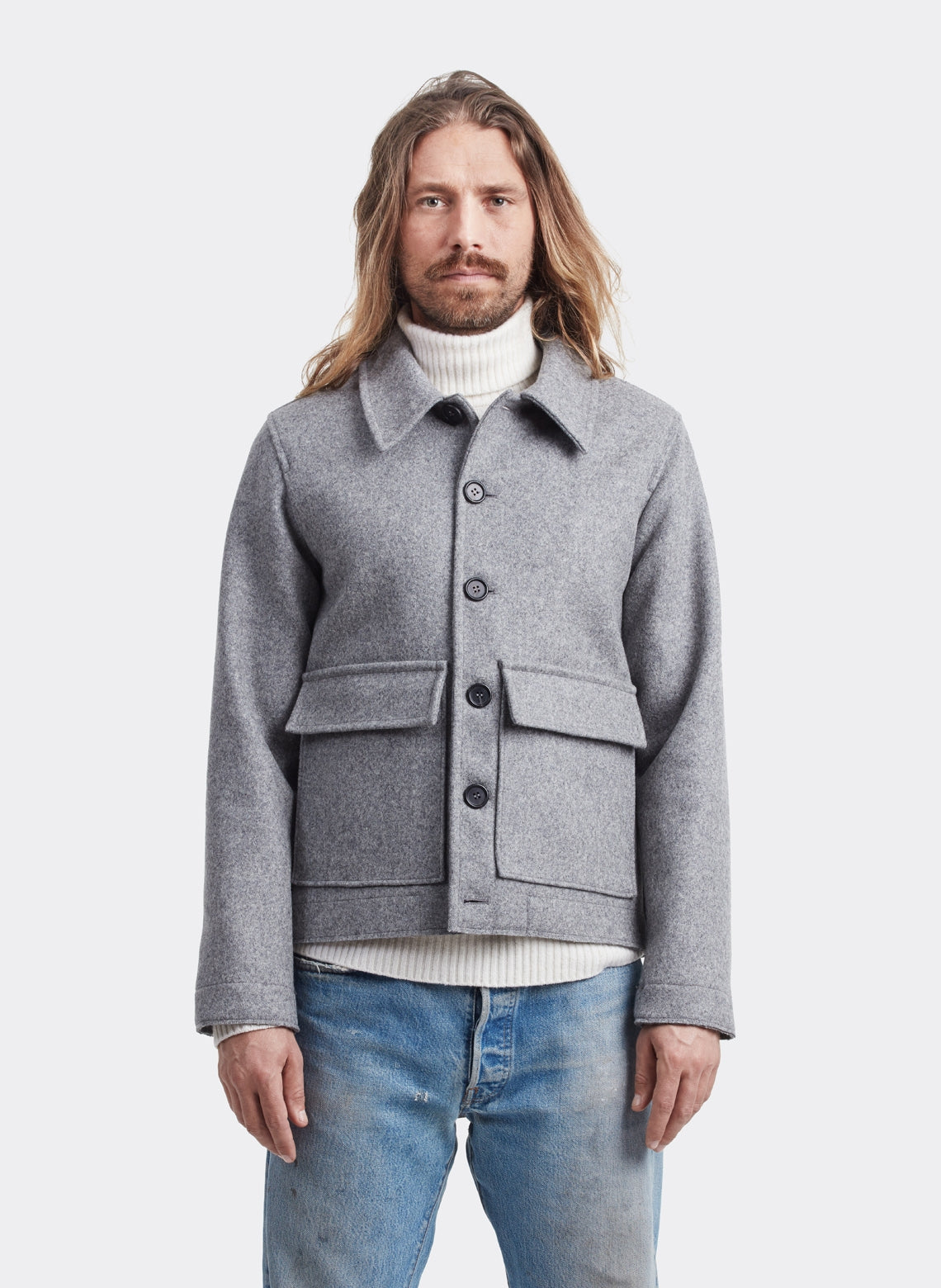 Blouson Laine Jules Tournier Gris Clair