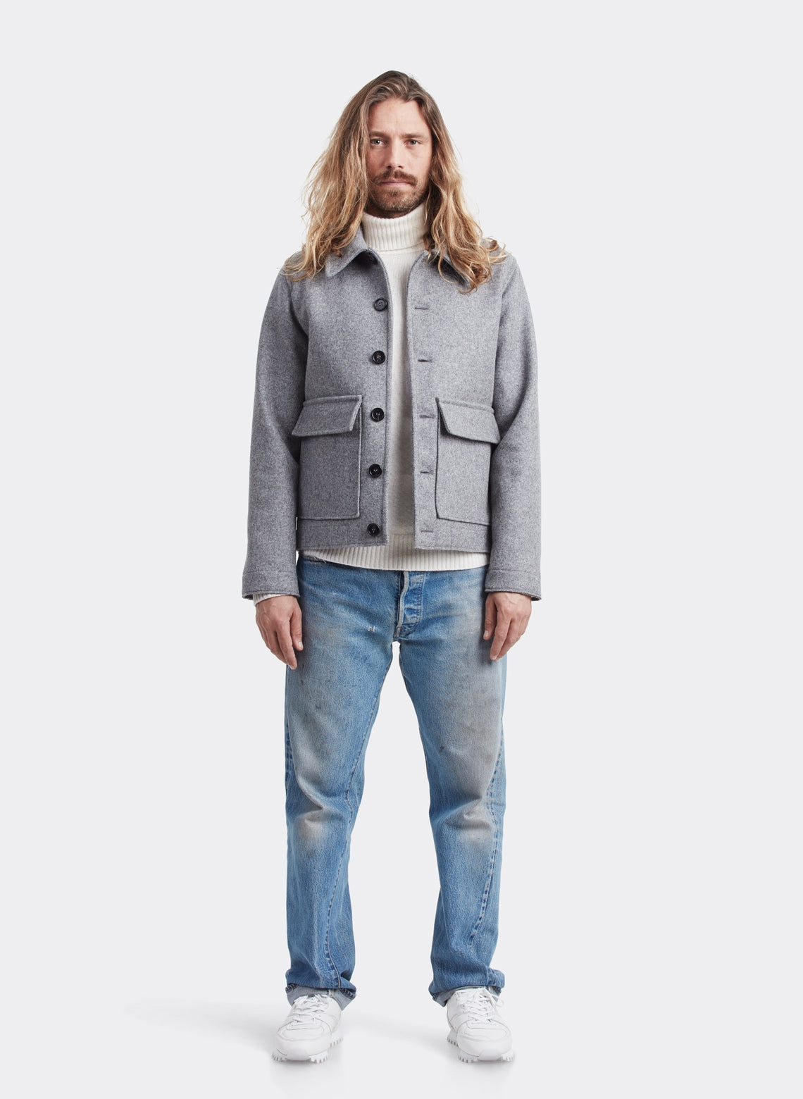 Blouson Laine Jules Tournier Gris Clair