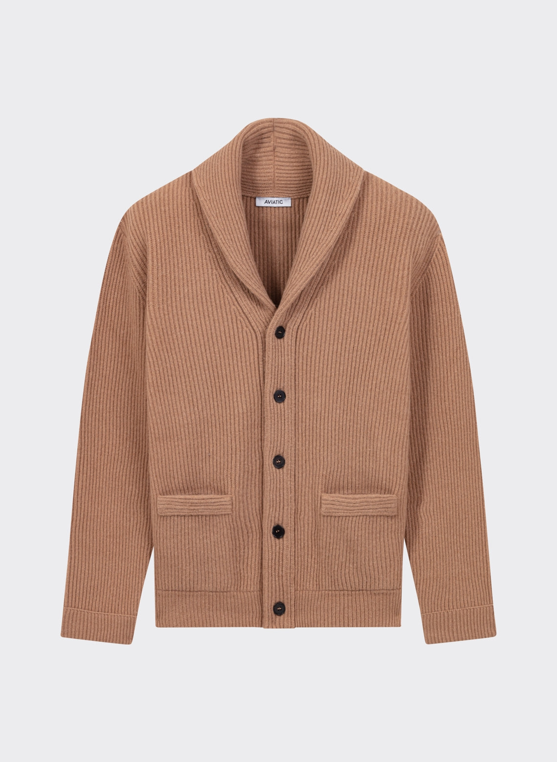 Cardigan Col Châle en Laine et Cachemire Noisette