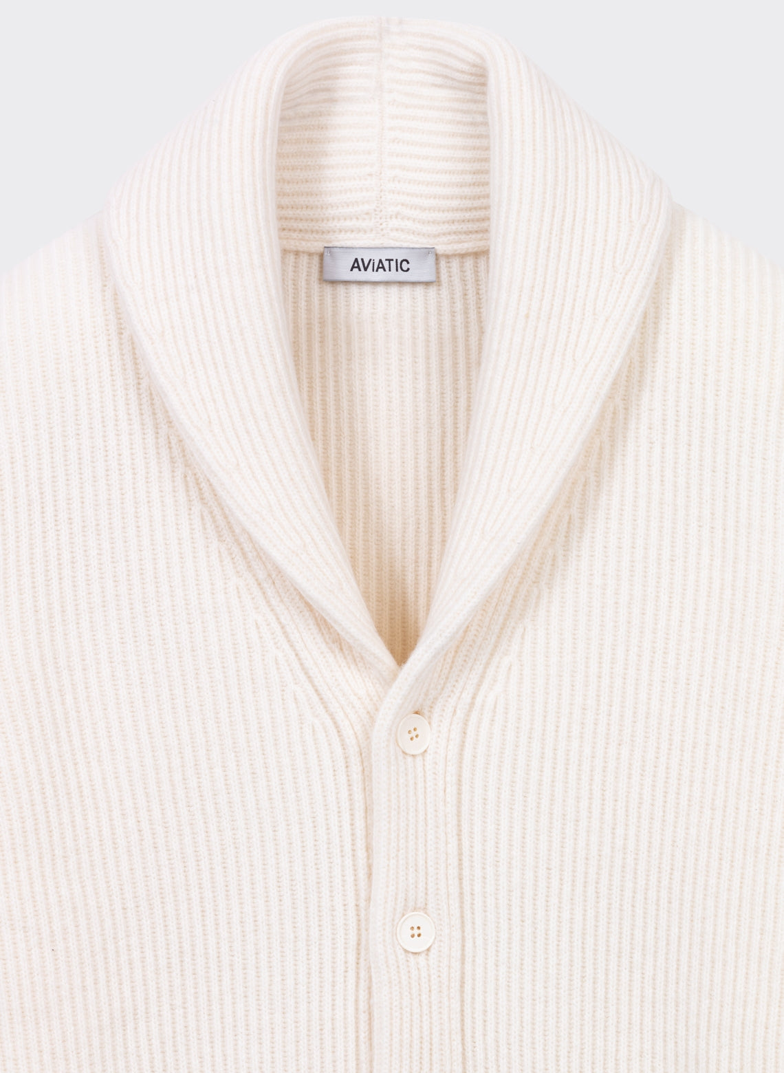 Ecru Wool and Cashmere Shawl Collar Cardigan