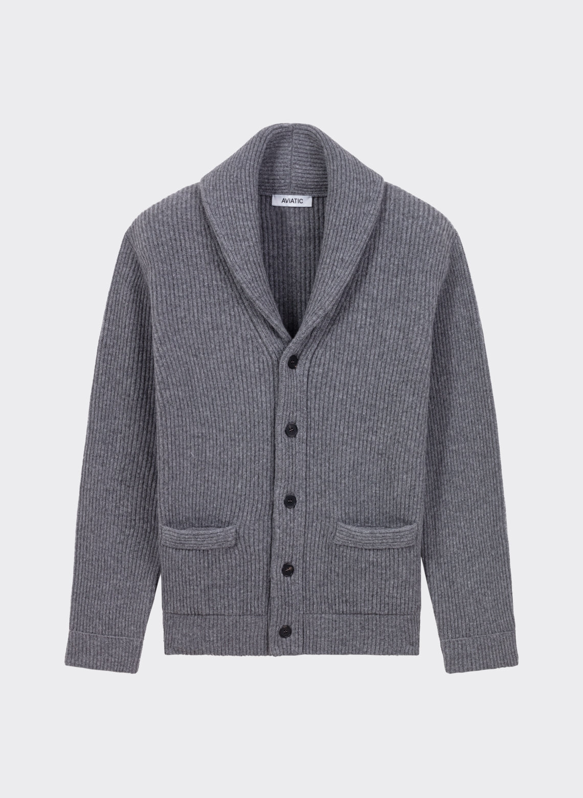 Charcoal Wool and Cashmere Shawl Collar Cardigan