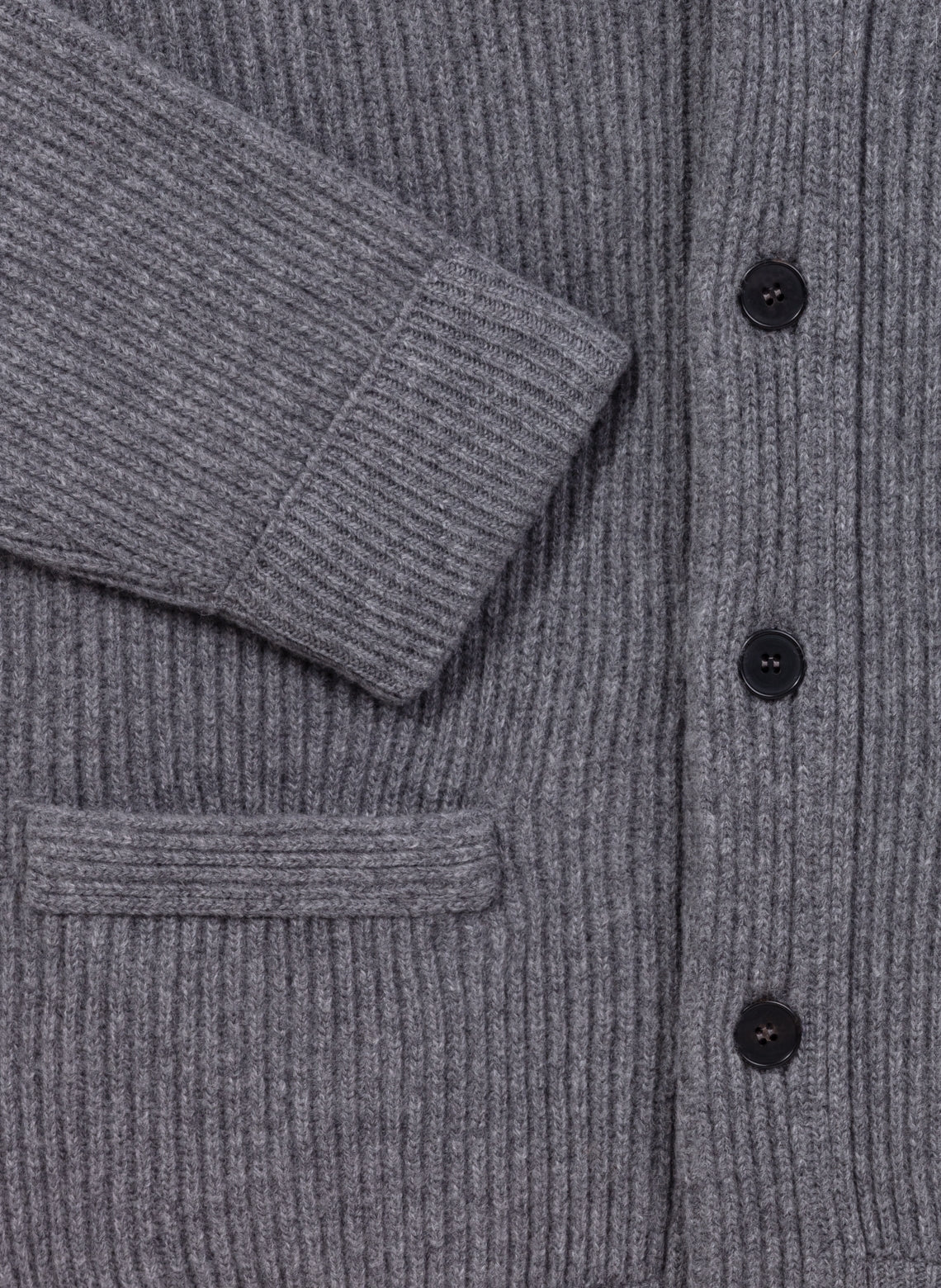 Charcoal Wool and Cashmere Shawl Collar Cardigan