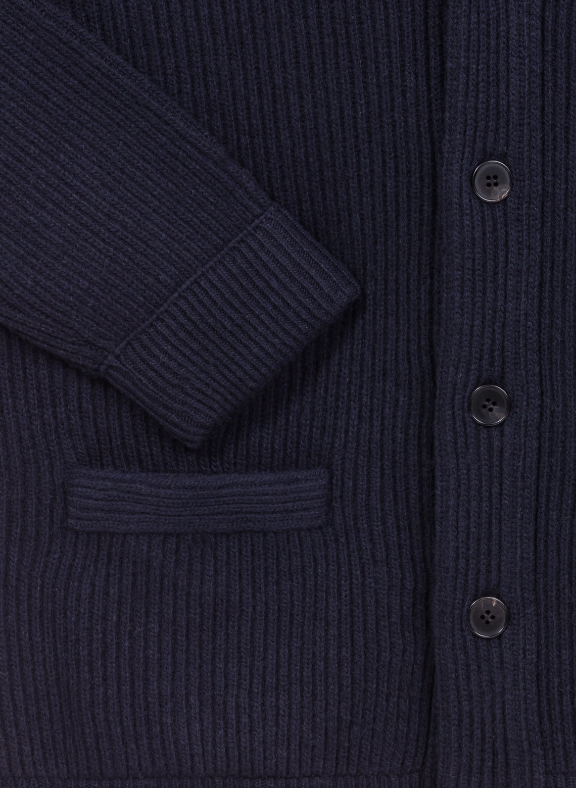 Navy Wool and Cashmere Shawl Collar Cardigan