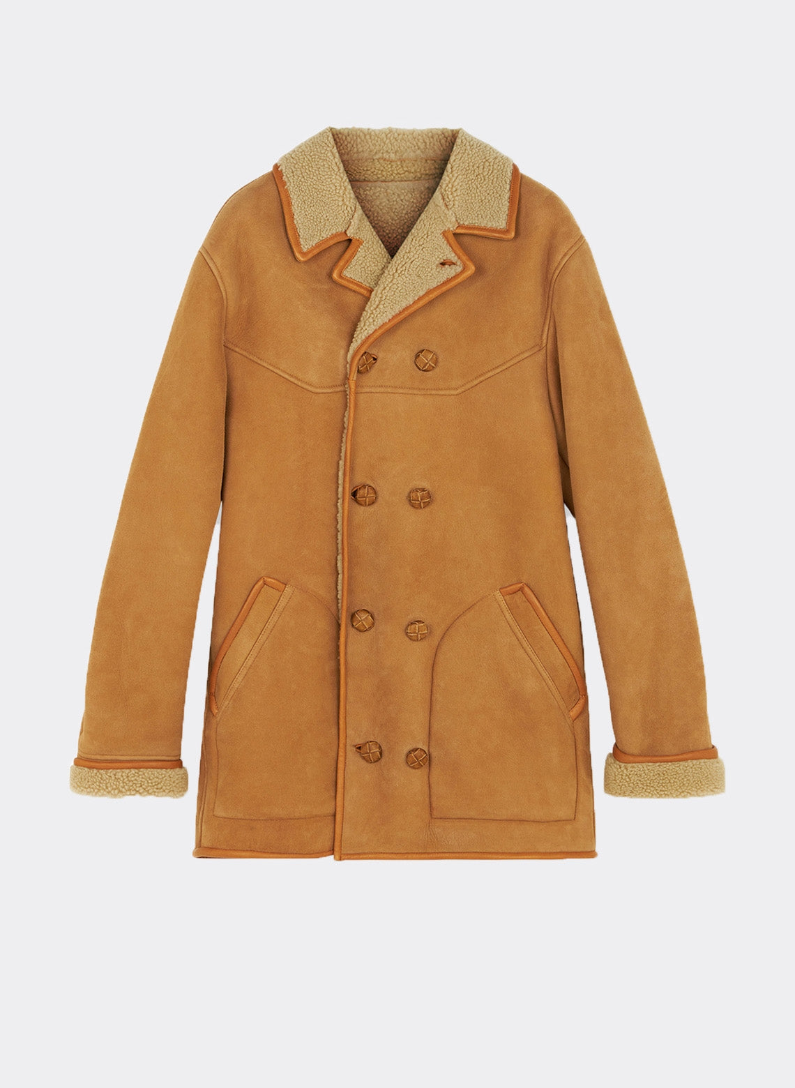 Sheepskin Double Breasted Jacket Camel