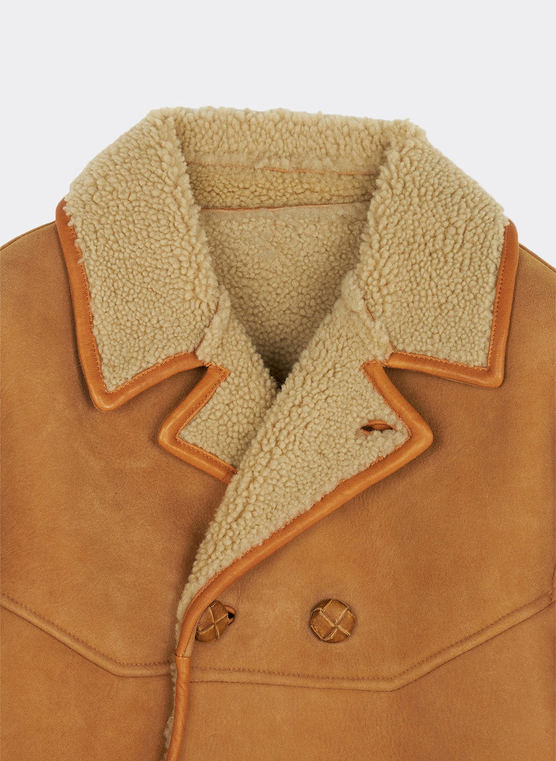 Sheepskin Double Breasted Jacket Camel