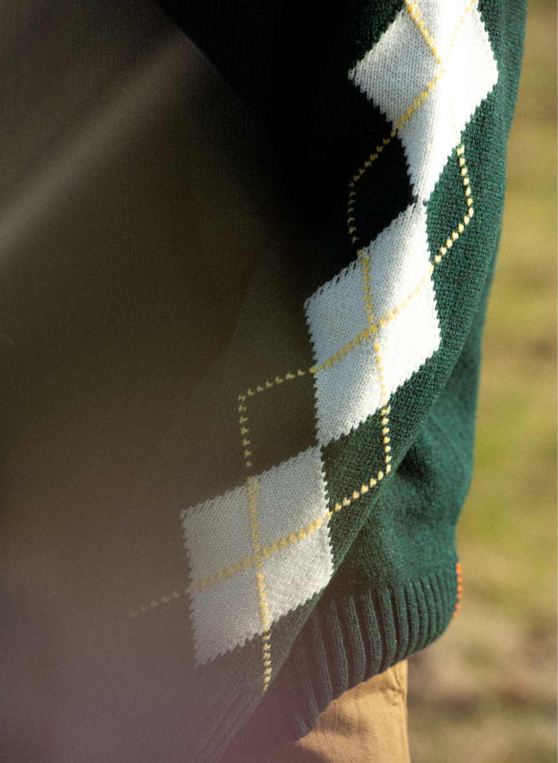 Cardigan Argyle Vert