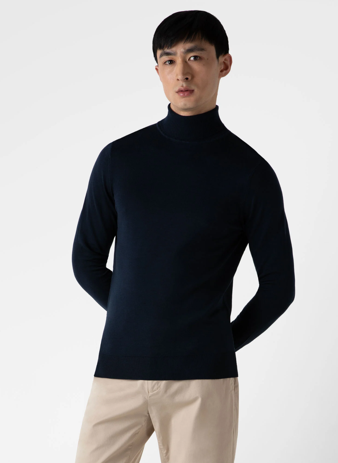 MERINO WOOL TURTLENECK SWEATER NAVY