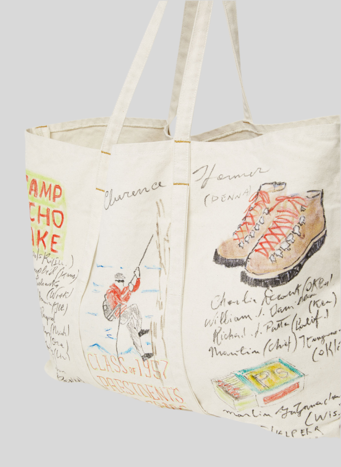 TOTE BAG CANVAS HAND PAINT ECRU