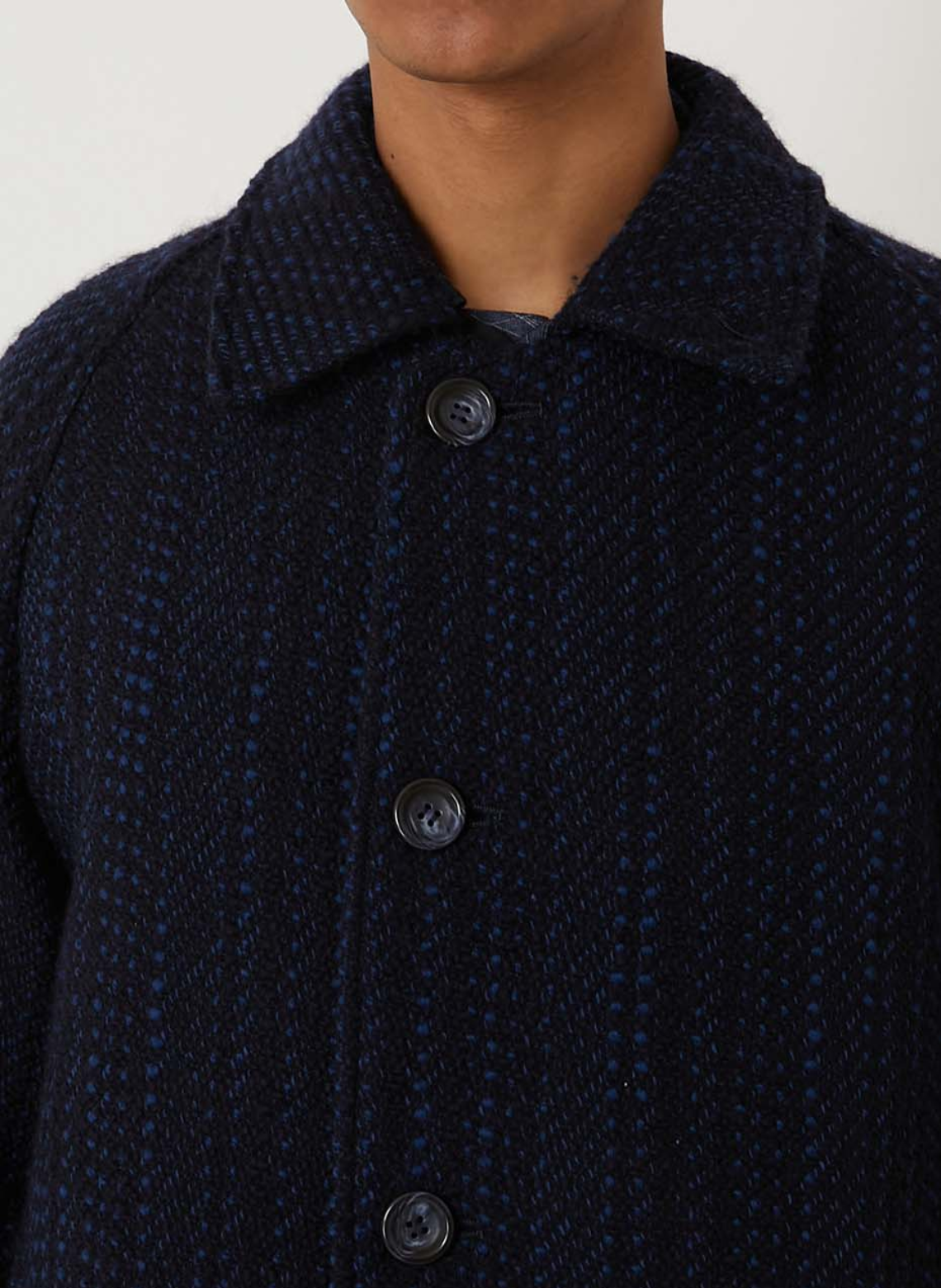 MANTEAU BALMACAN EN TWEED NAVY