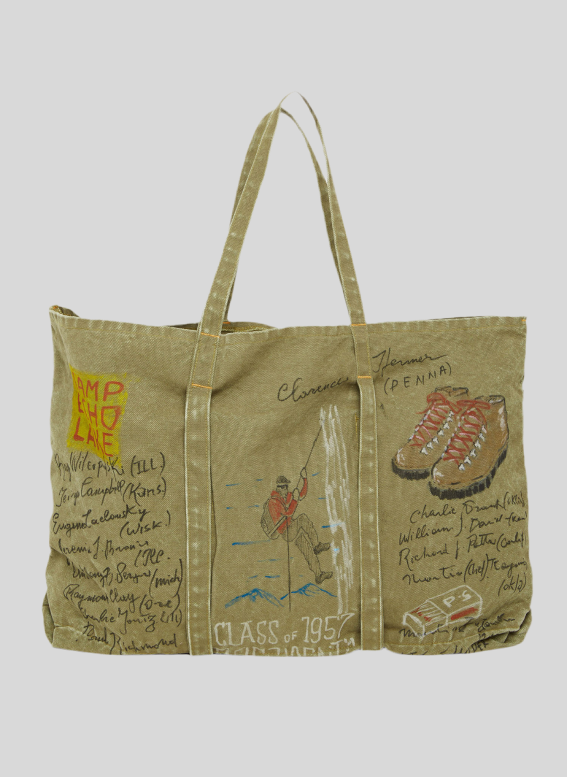 TOTE BAG CANVAS HAND PAINT KAKI