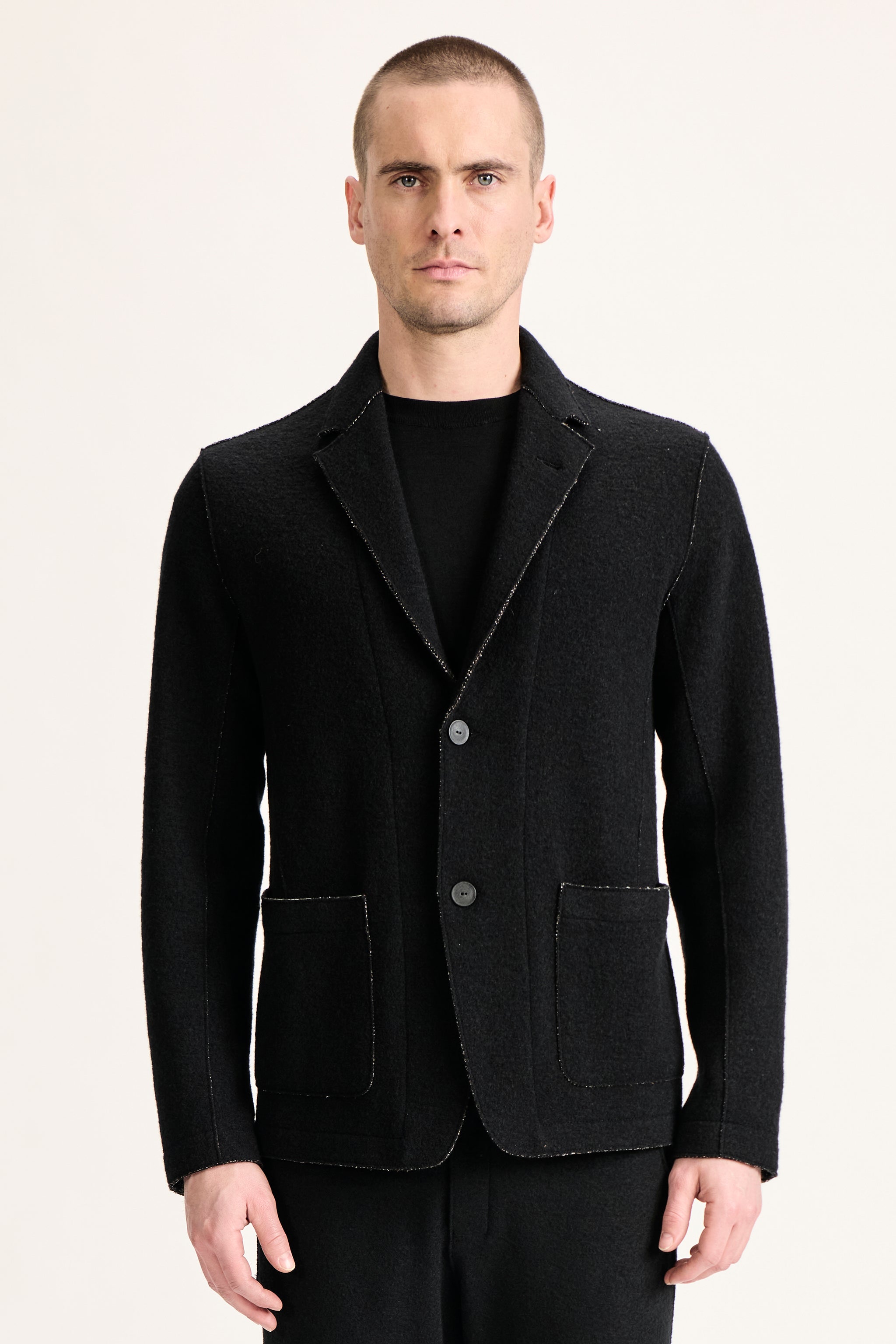 Blazer regular en laine vierge et viscose