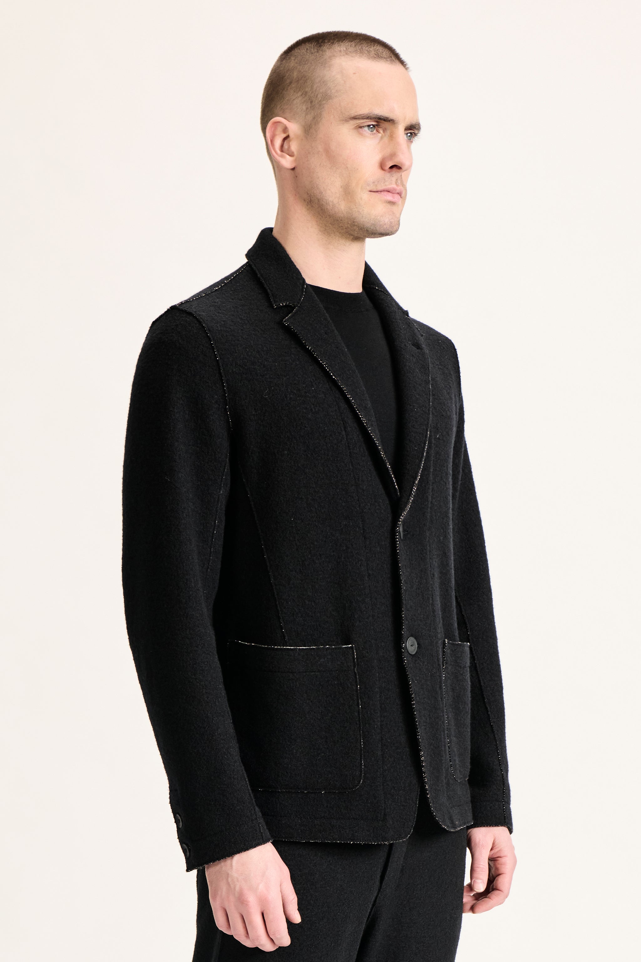 Blazer regular en laine vierge et viscose