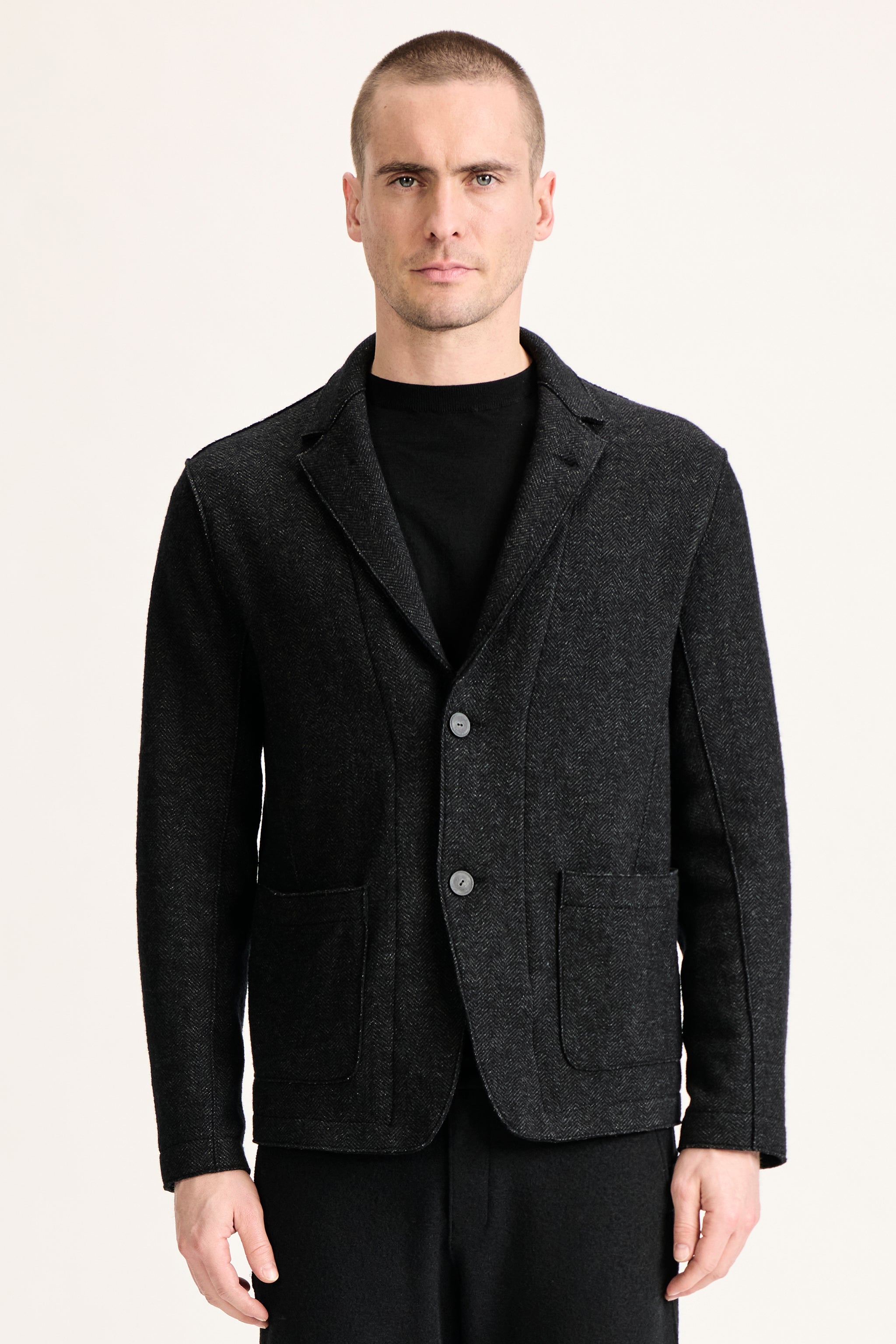 Blazer regular en laine vierge et viscose