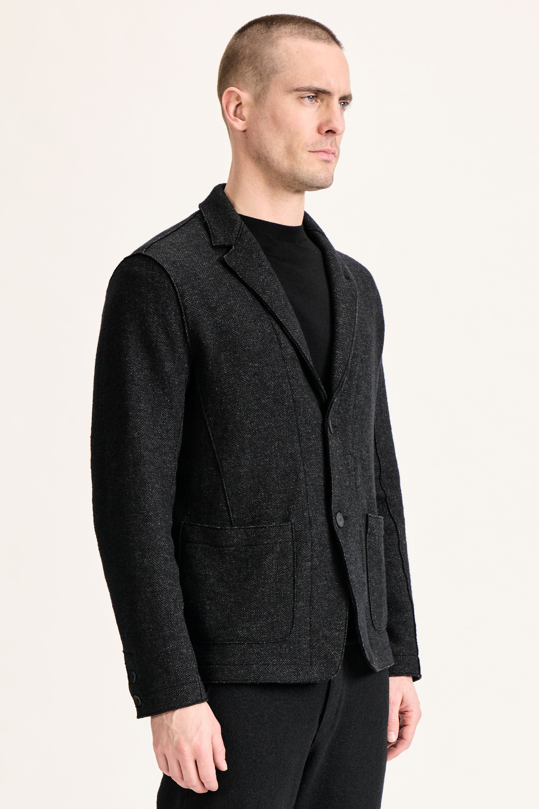 Blazer regular en laine vierge et viscose
