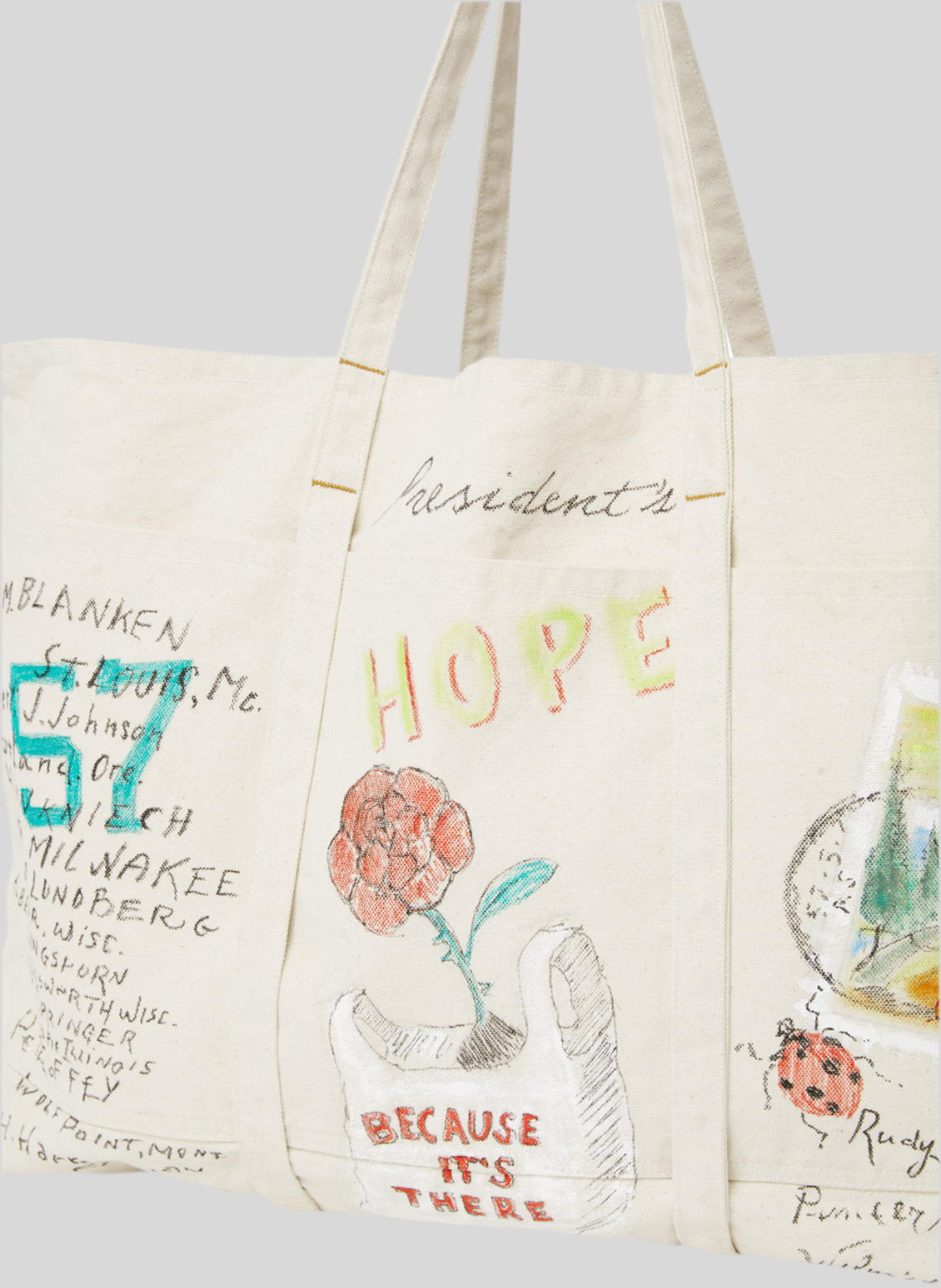 TOTE BAG CANVAS HAND PAINT ECRU